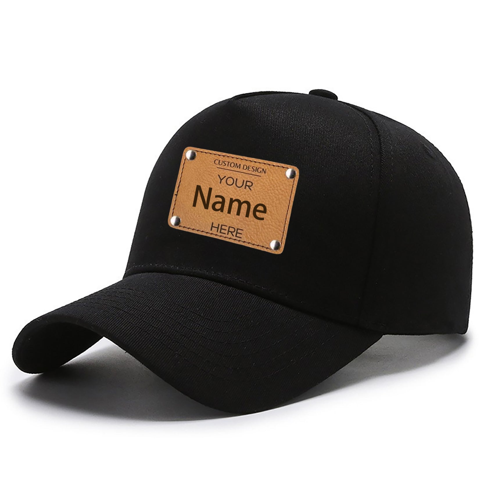 Customized Engraved Leather Name Hats for Men Golf Adjustable Snapback Cap