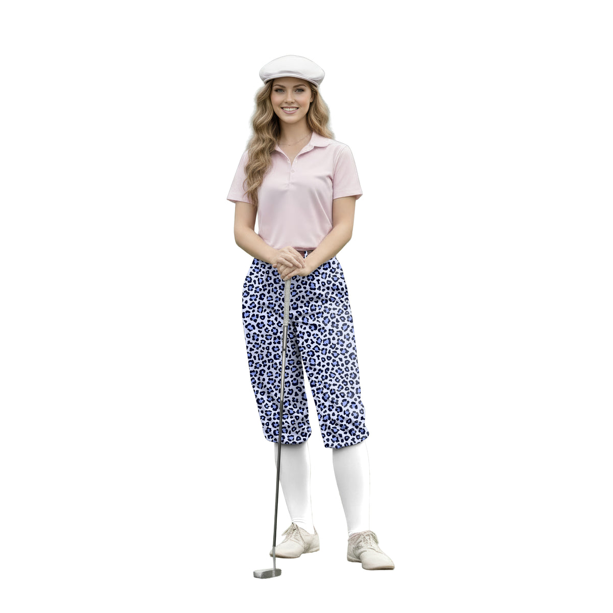 Personalize And Add To Cart Men's purple leopard print Polo Womens Golf Knickers Pants