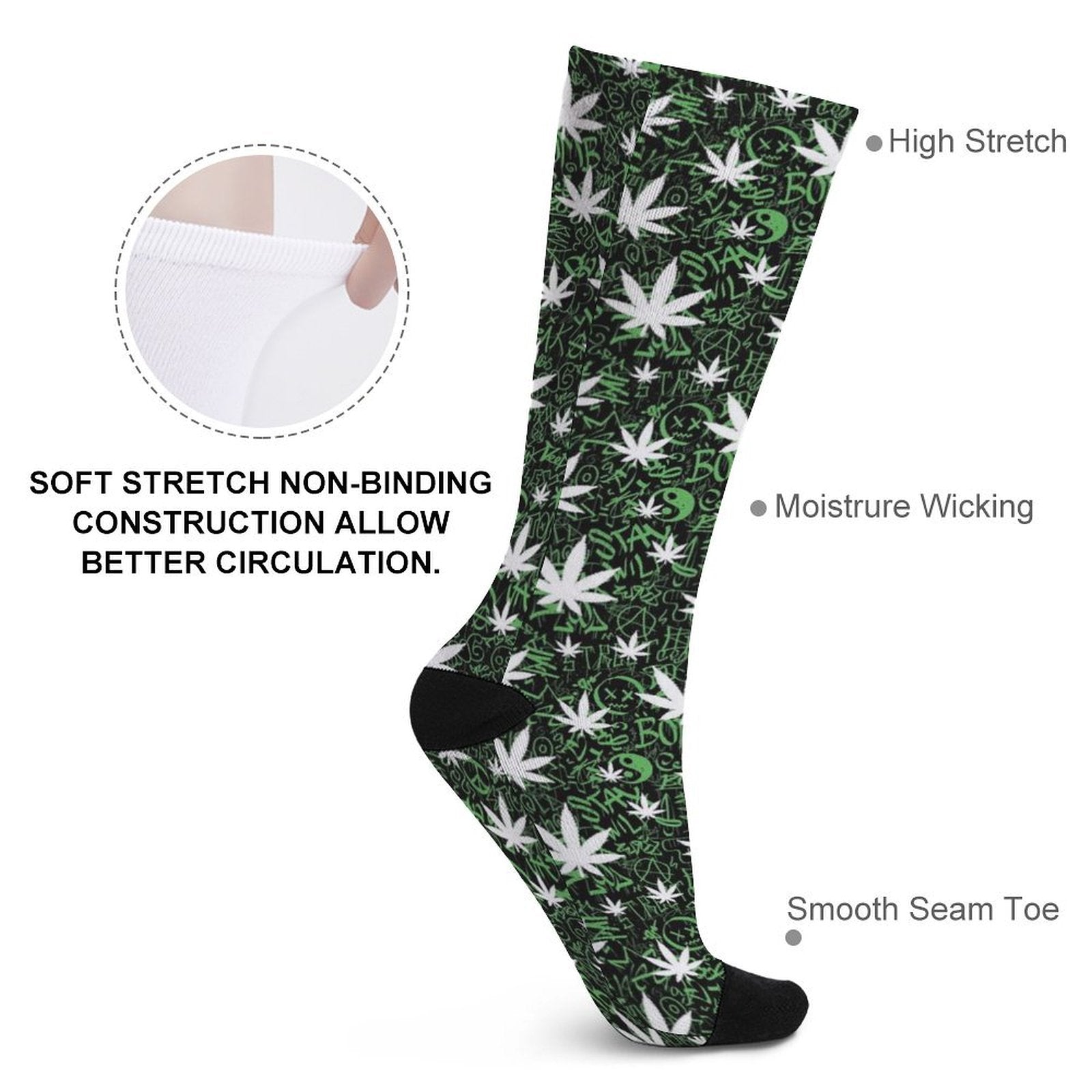 Leafy Grafitti Prined socks Gifts for Men Women