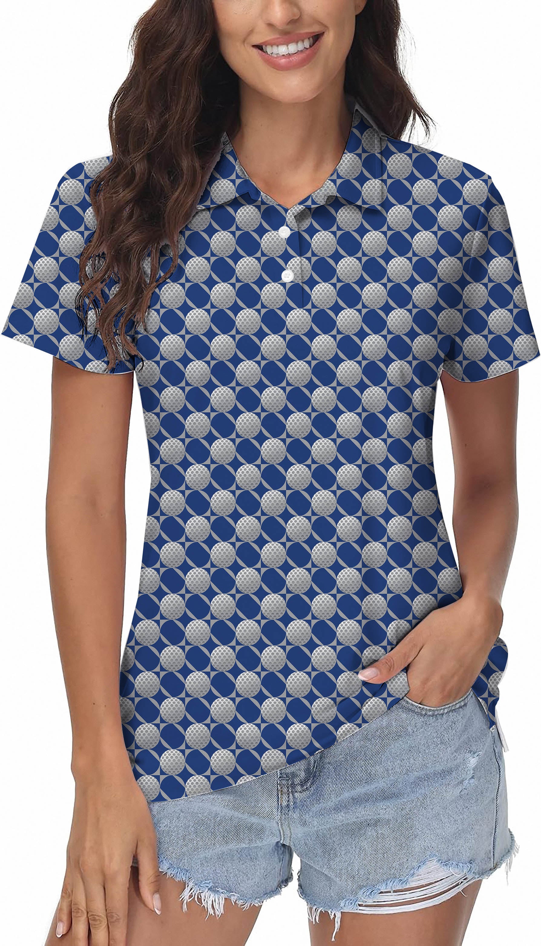 blue golf ball Women's Golf Polo limited edition