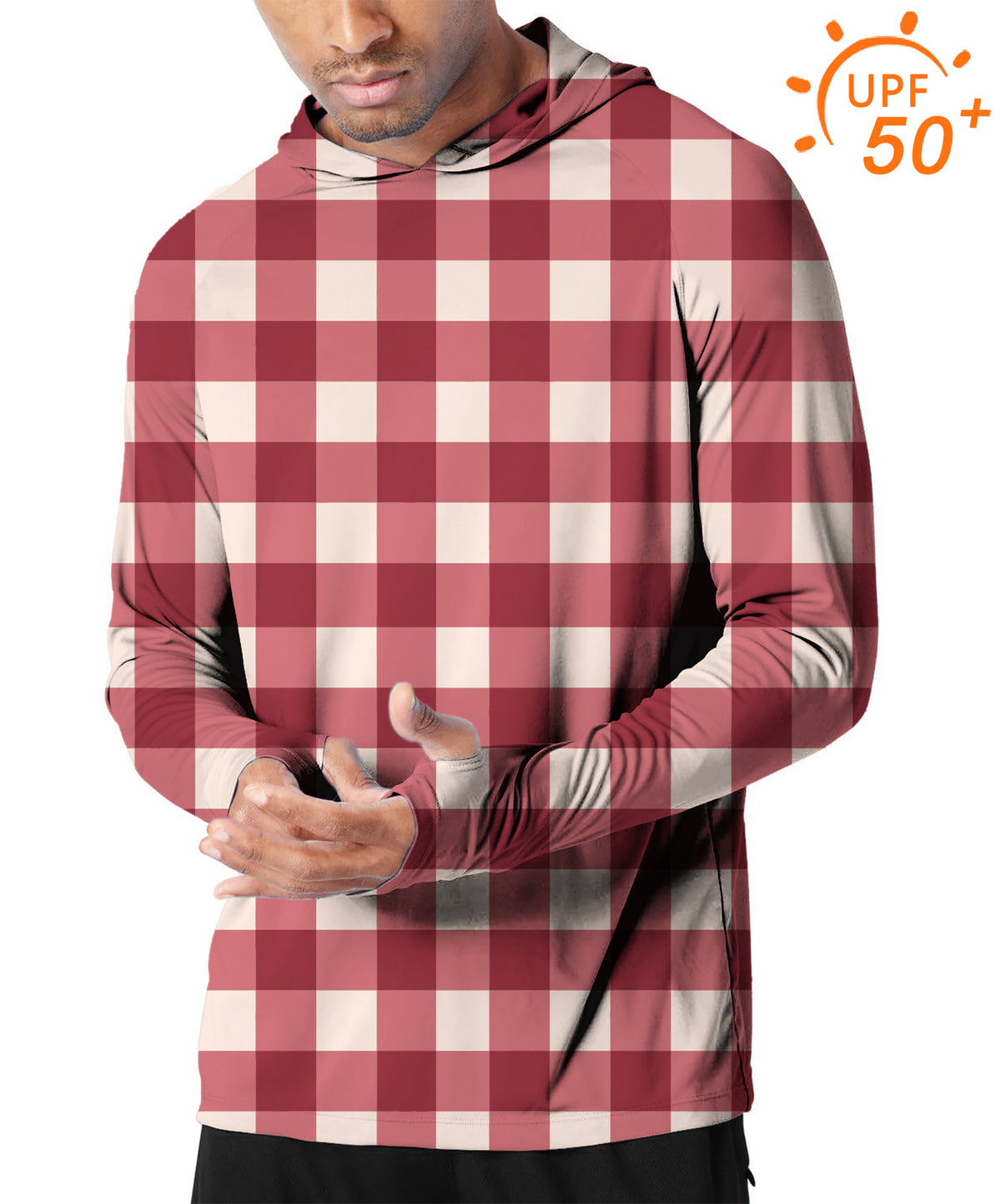 Men's Outdoor Christmas red checkerboard Golf Sun Protection Loose Fit hoodies