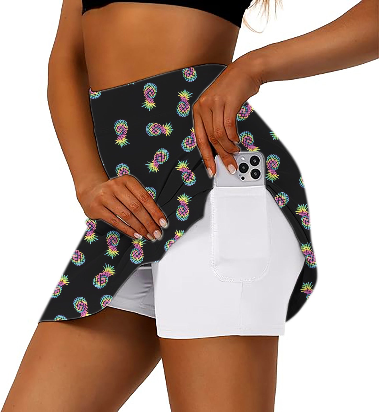 Colored Pineapple Women's Athletic Golf Skorts Flared Skirts