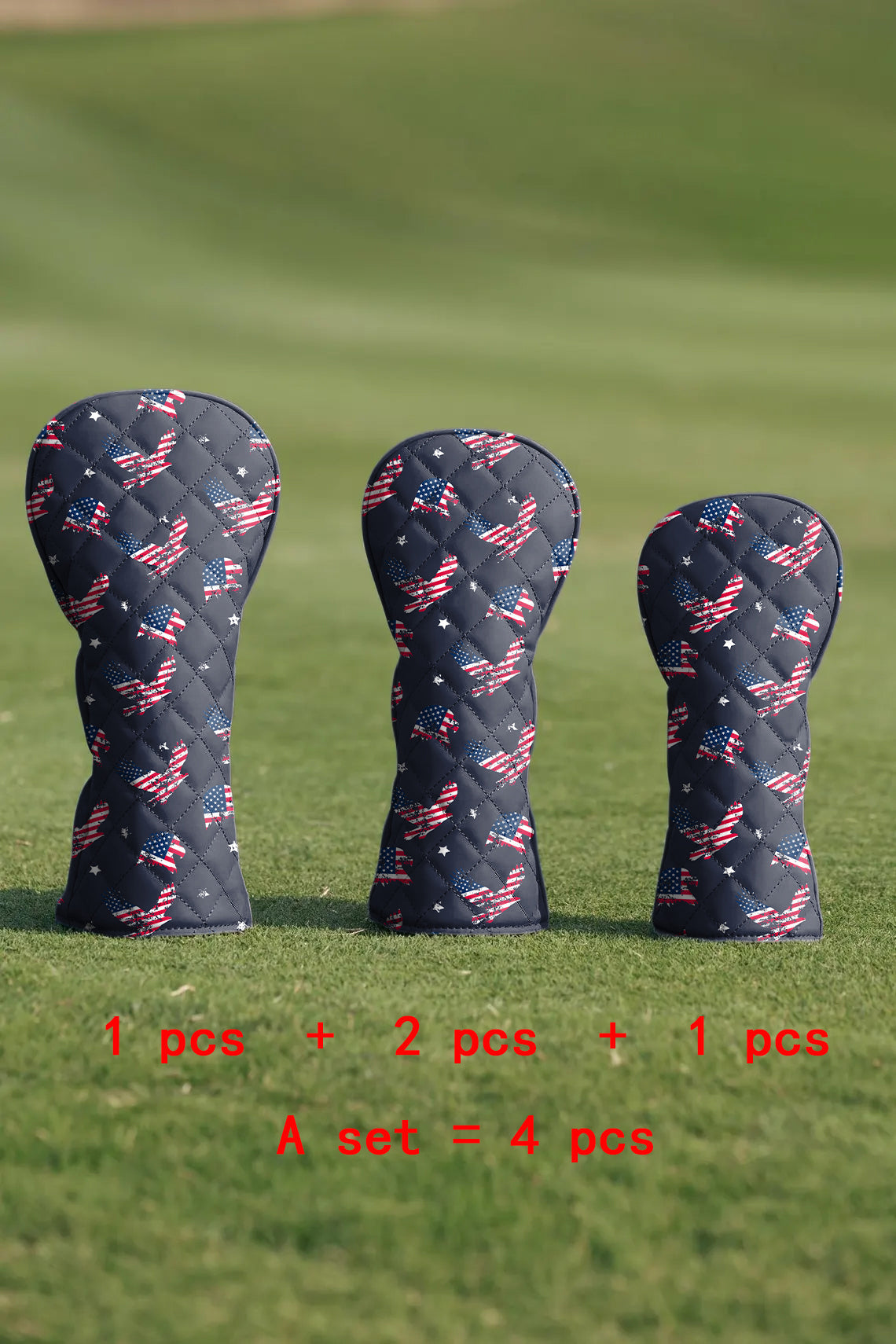 eagle American flag Quilting Golf Cover Set Digital Printing Sewing The Perfect Gift For Your Favorite Team 4 Pcs Set