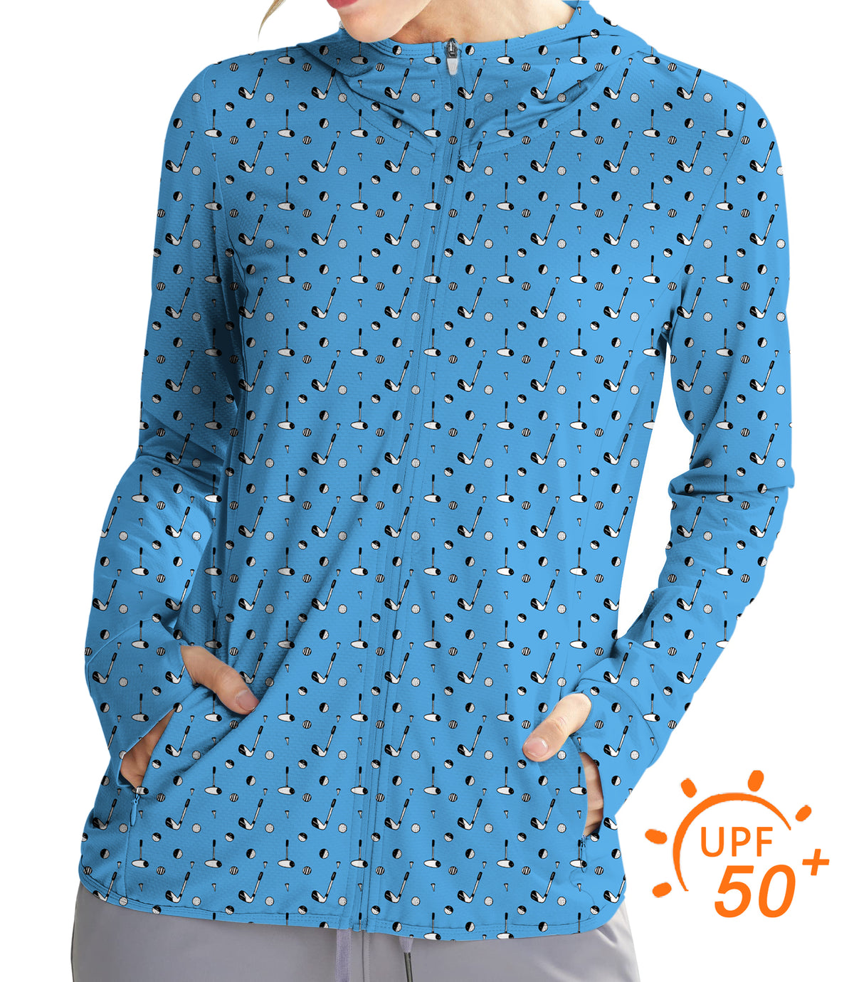 Women's Outdoor Sky-blue golf life Golf Sun Protection Slim Fit zip hoodies