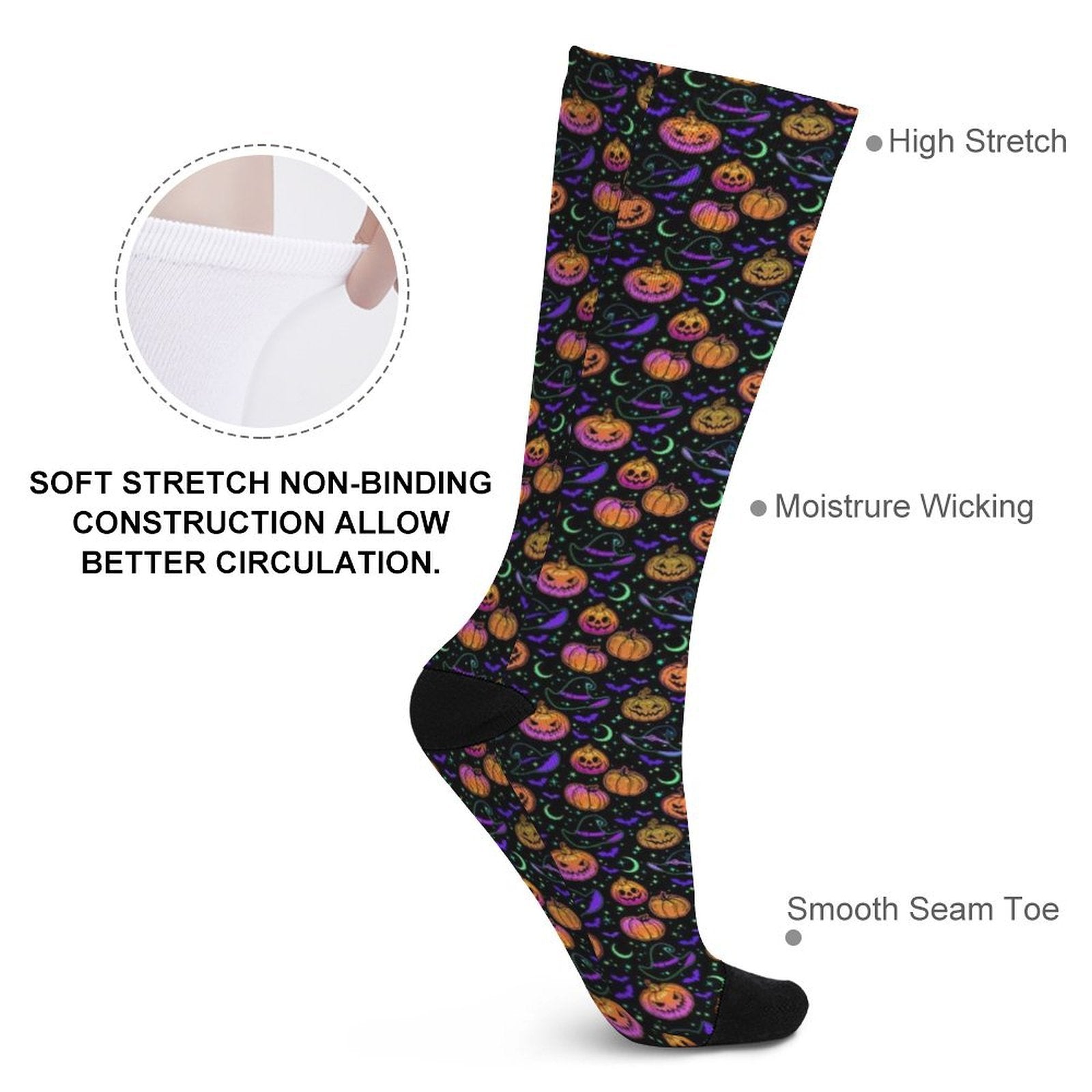 Neon Magical Pumpkin Prined socks Gifts for Men Women