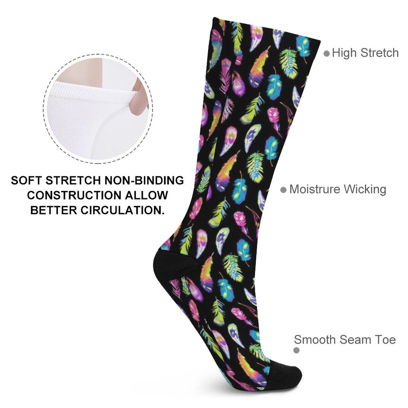 Colorful feathers Prined socks Gifts for Men Women