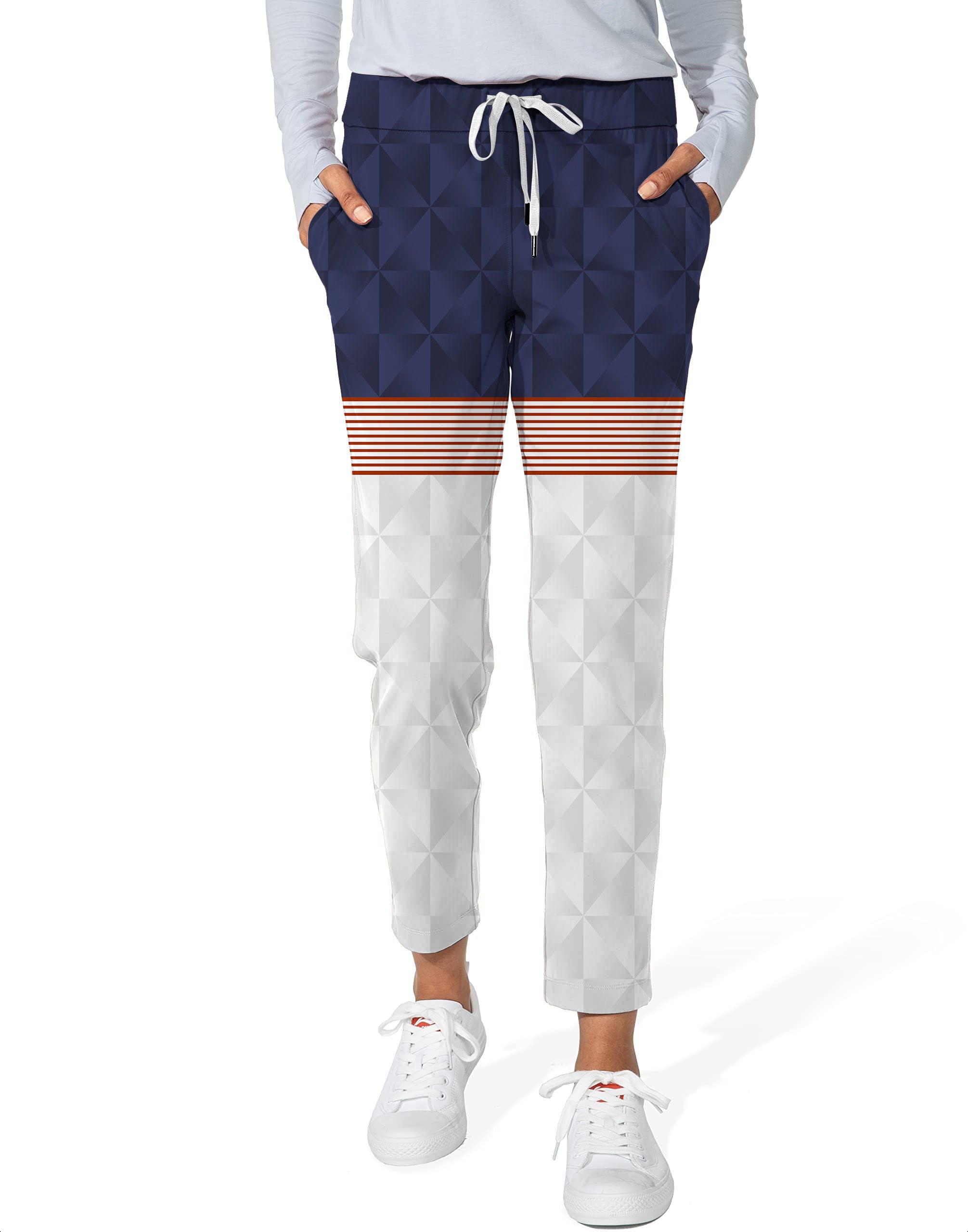 Stripe Splicing Custom Sport Team Competition Uniforms Women's 7/8 Stretch Ankle Golf Pants