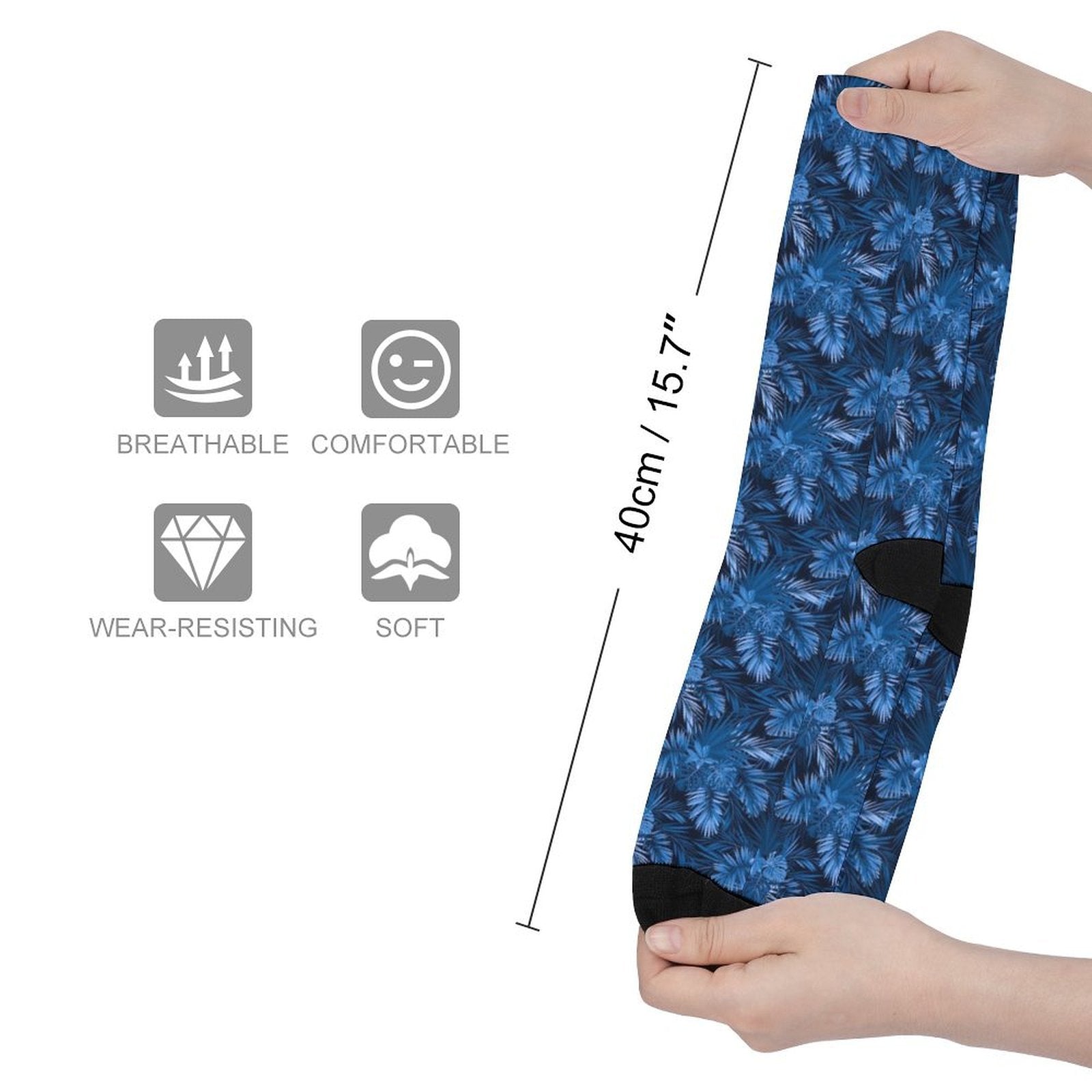 Blue Leaf Prined socks Gifts for Men Women