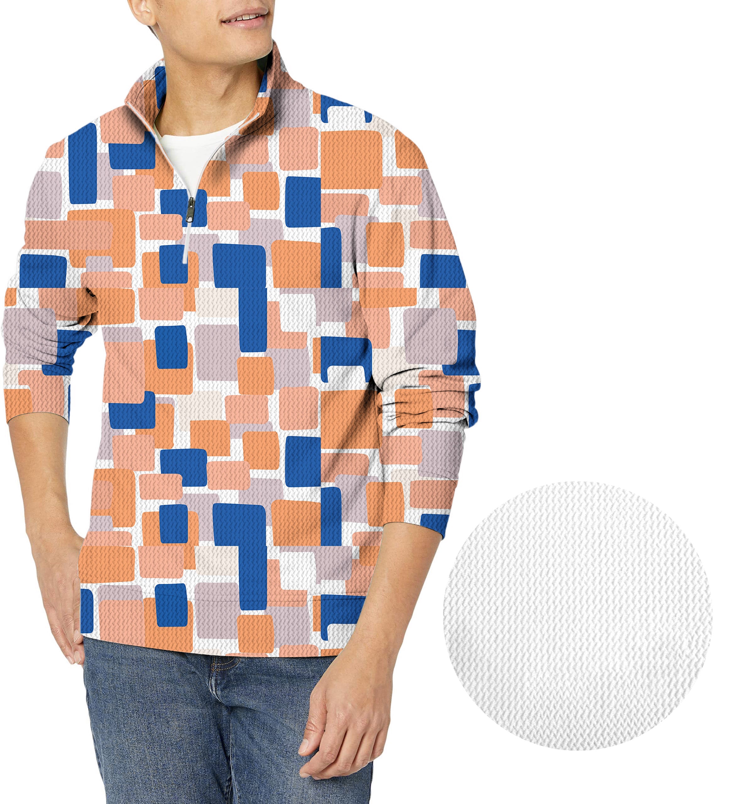 Mosaic-Men's Golf Waffle Zipper Pullover