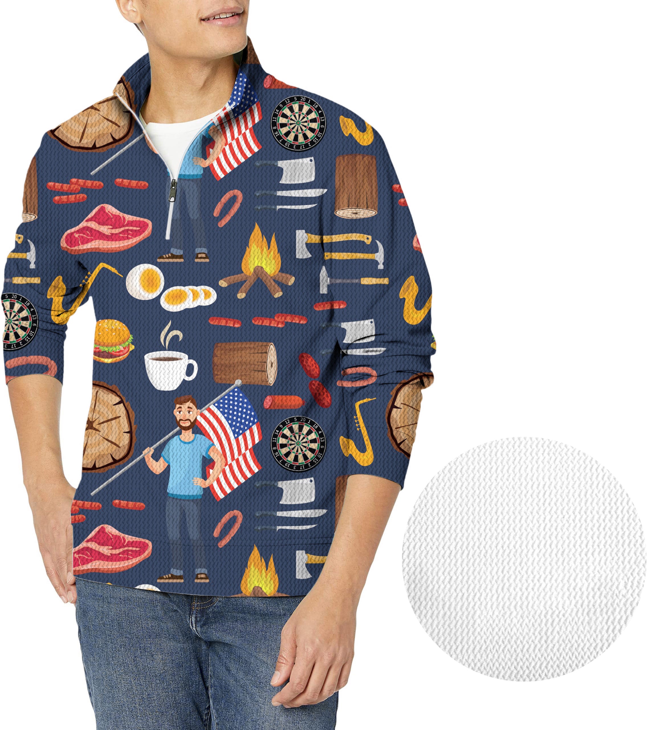 American Dream-Men's Golf Waffle Zipper Pullover