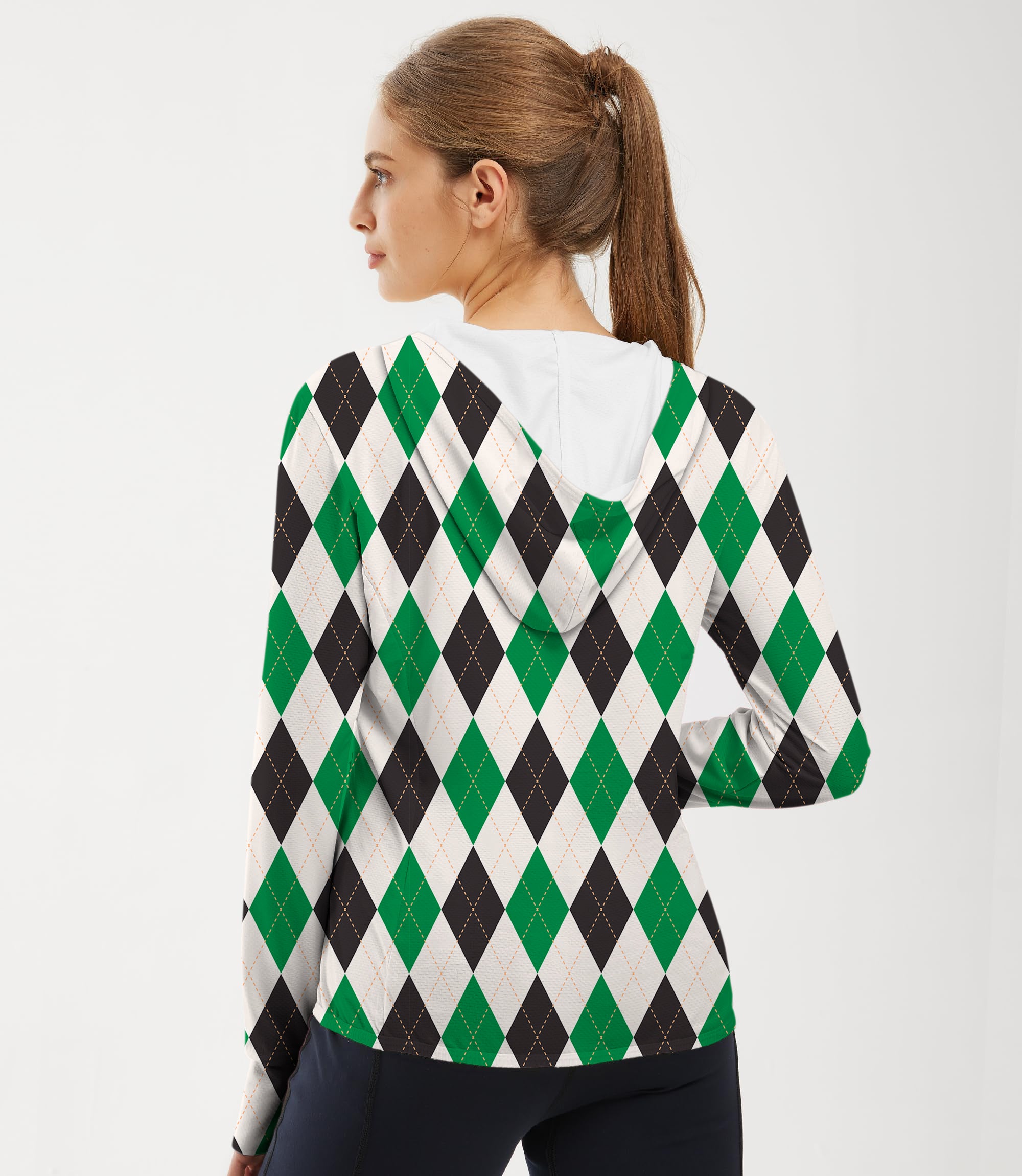 Argyle Women's Outdoor grid Golf Sun Protection Slim Fit zip hoodies