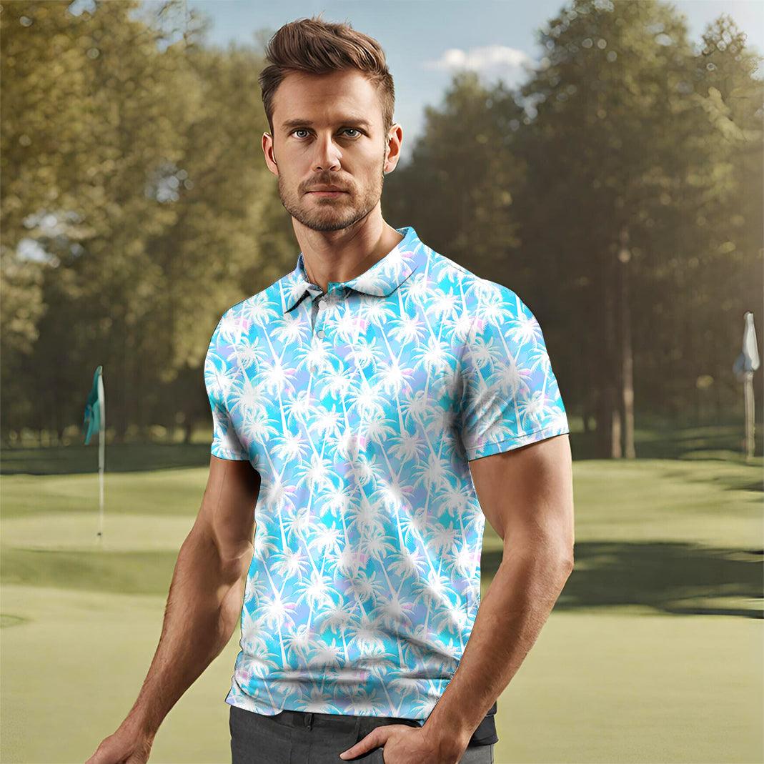 Men's Jungle coconut trees golf polo