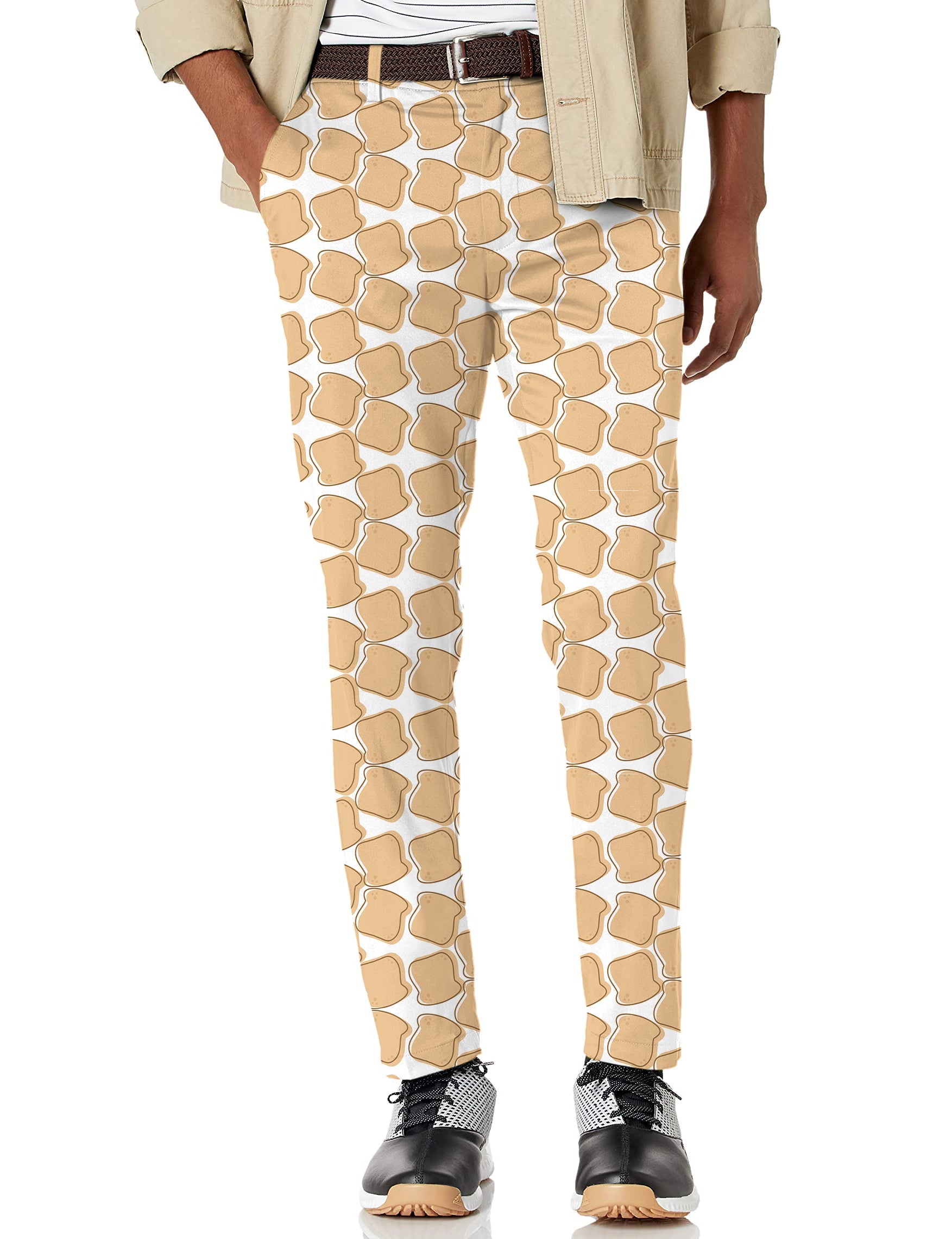 Men's Bread Life stretch golf pants with toast pattern, lightweight, moisture-wicking, wrinkle-resistant fabric, active waistband and classic pockets.