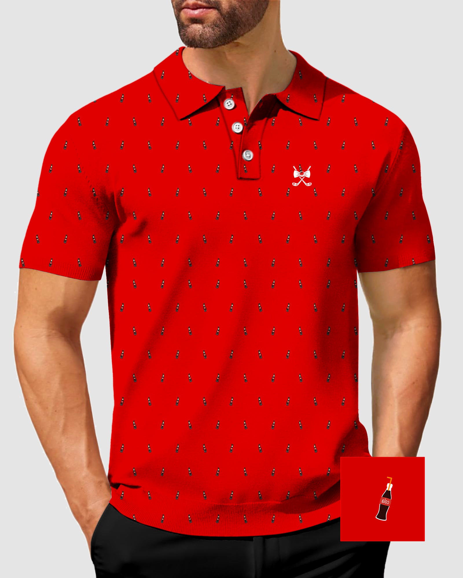 Men's Candy Cola Glass Bottle Golf Polo