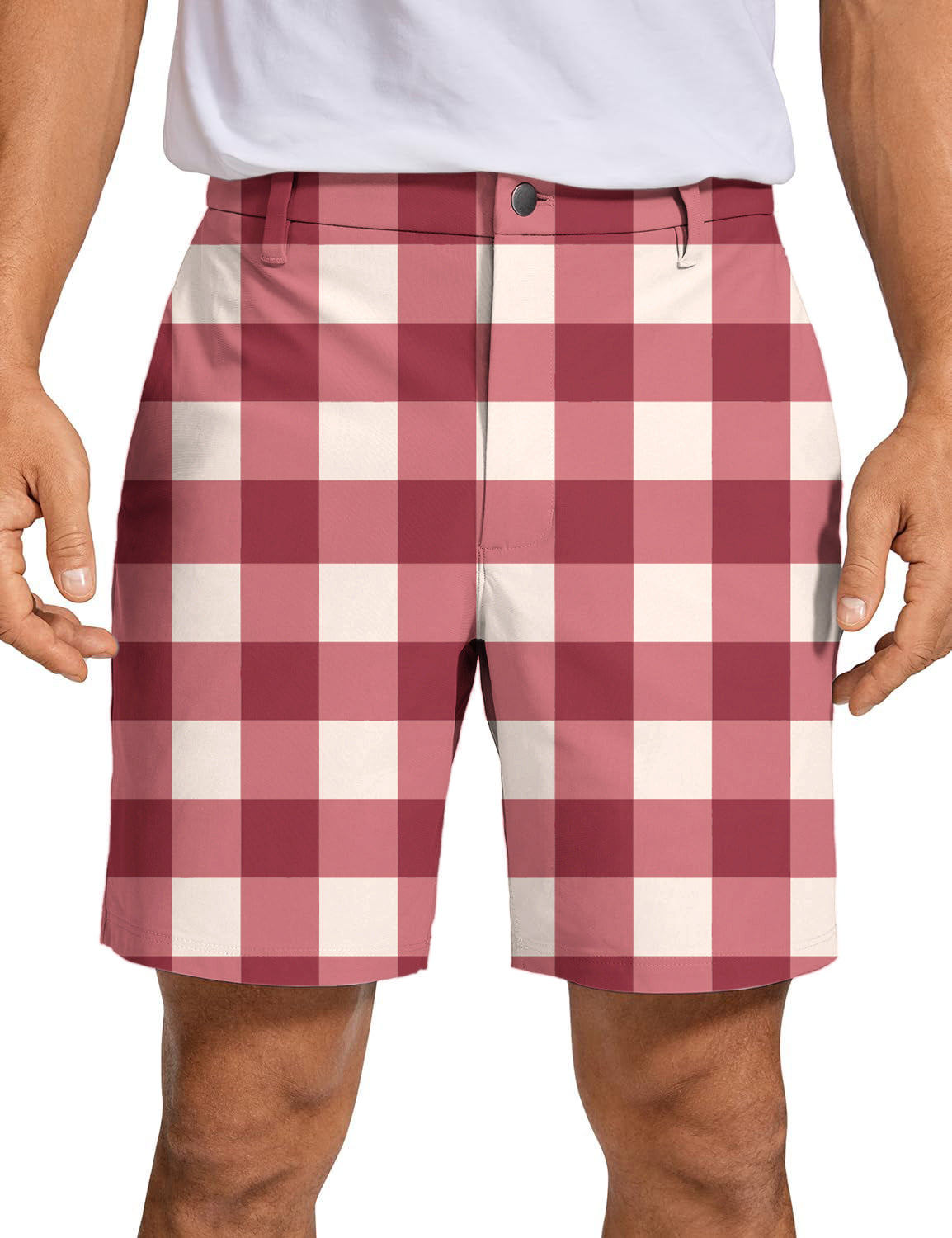 Men's Christmas red checkerboard Golf Shorts