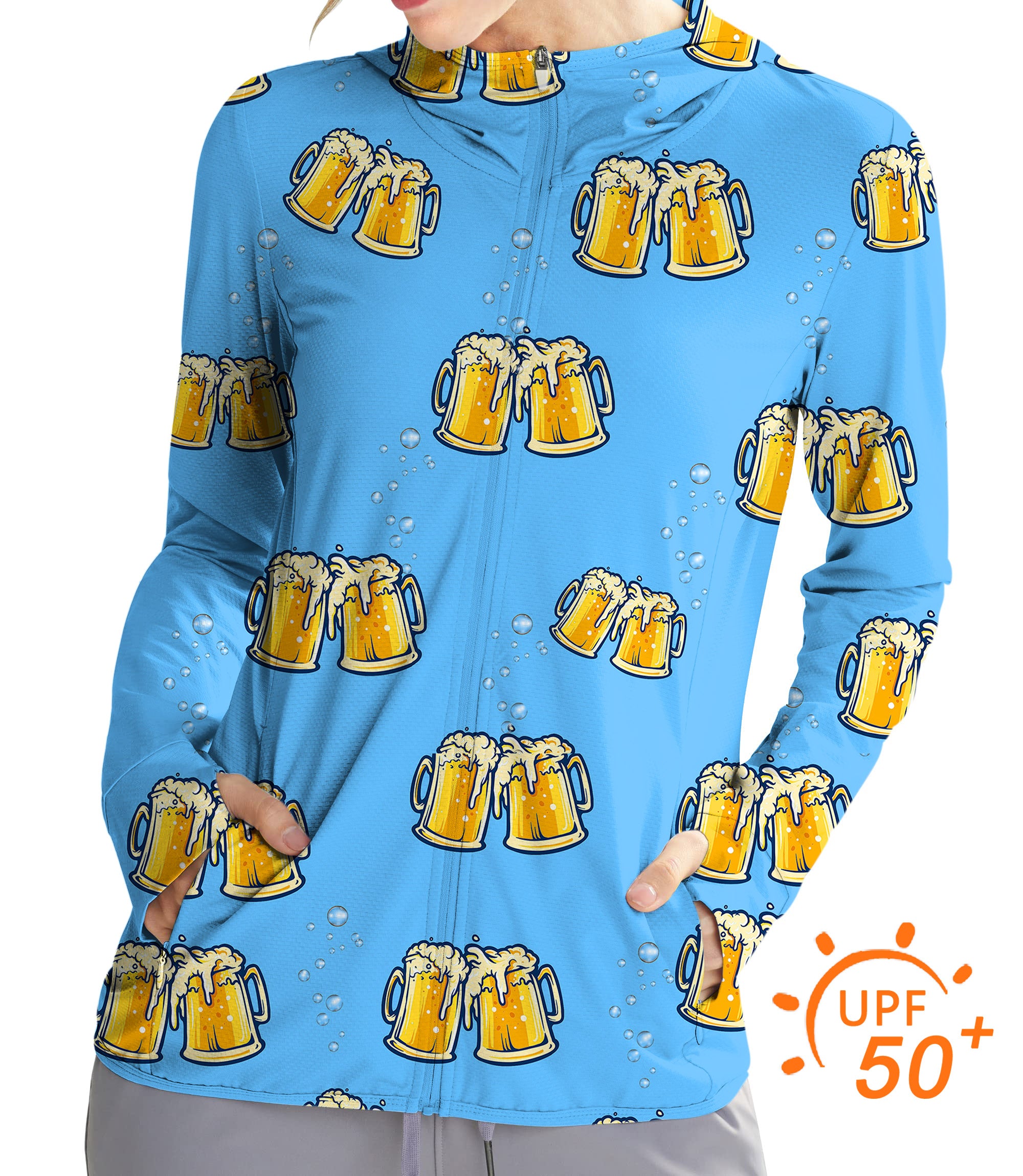 Women's Outdoor Cheers Beer Golf Sun Protection Slim Fit zip hoodies