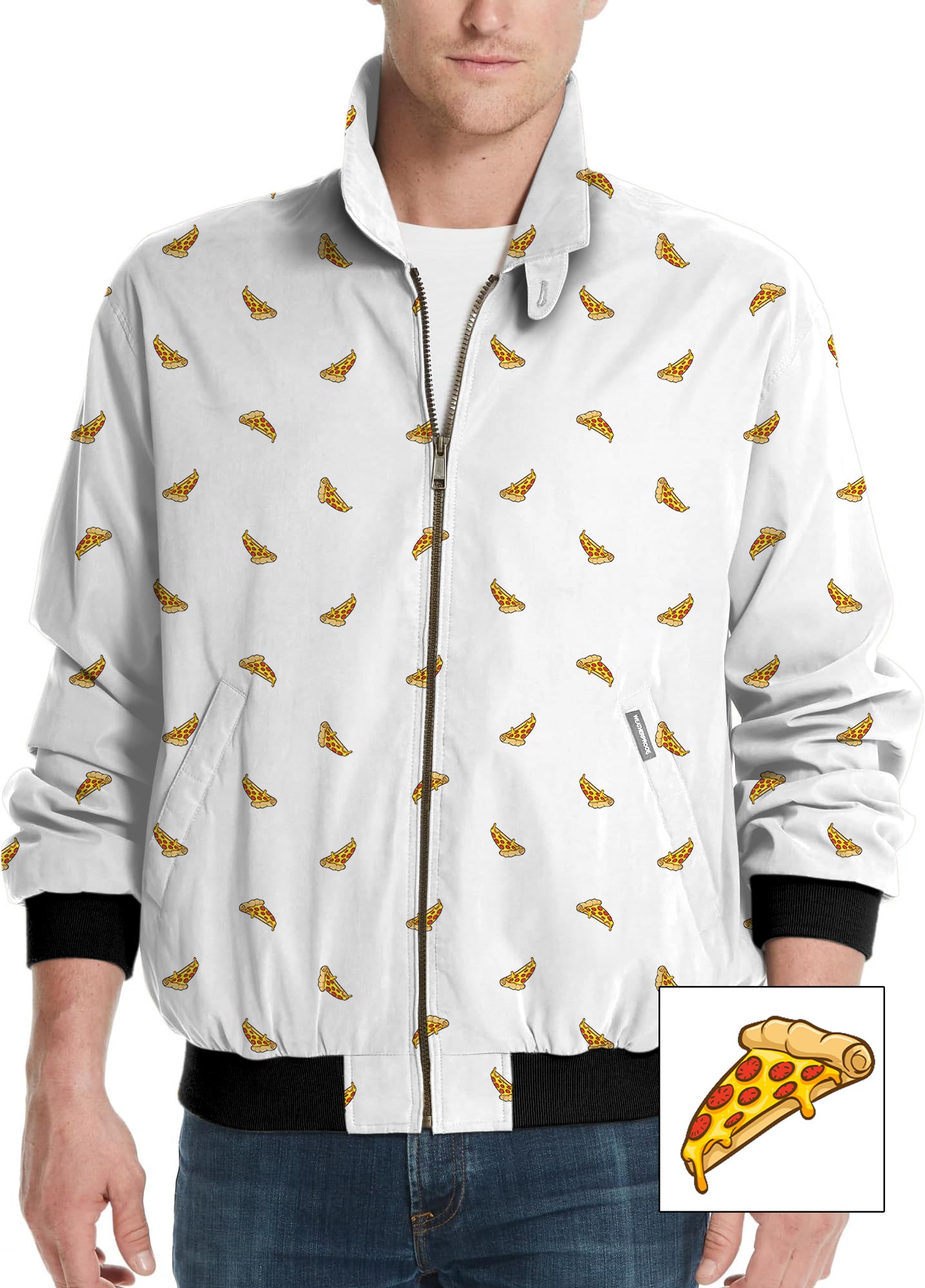 Delicious White Pizza Custom The Background Color Men's Golf Windbreaker Light Jacket