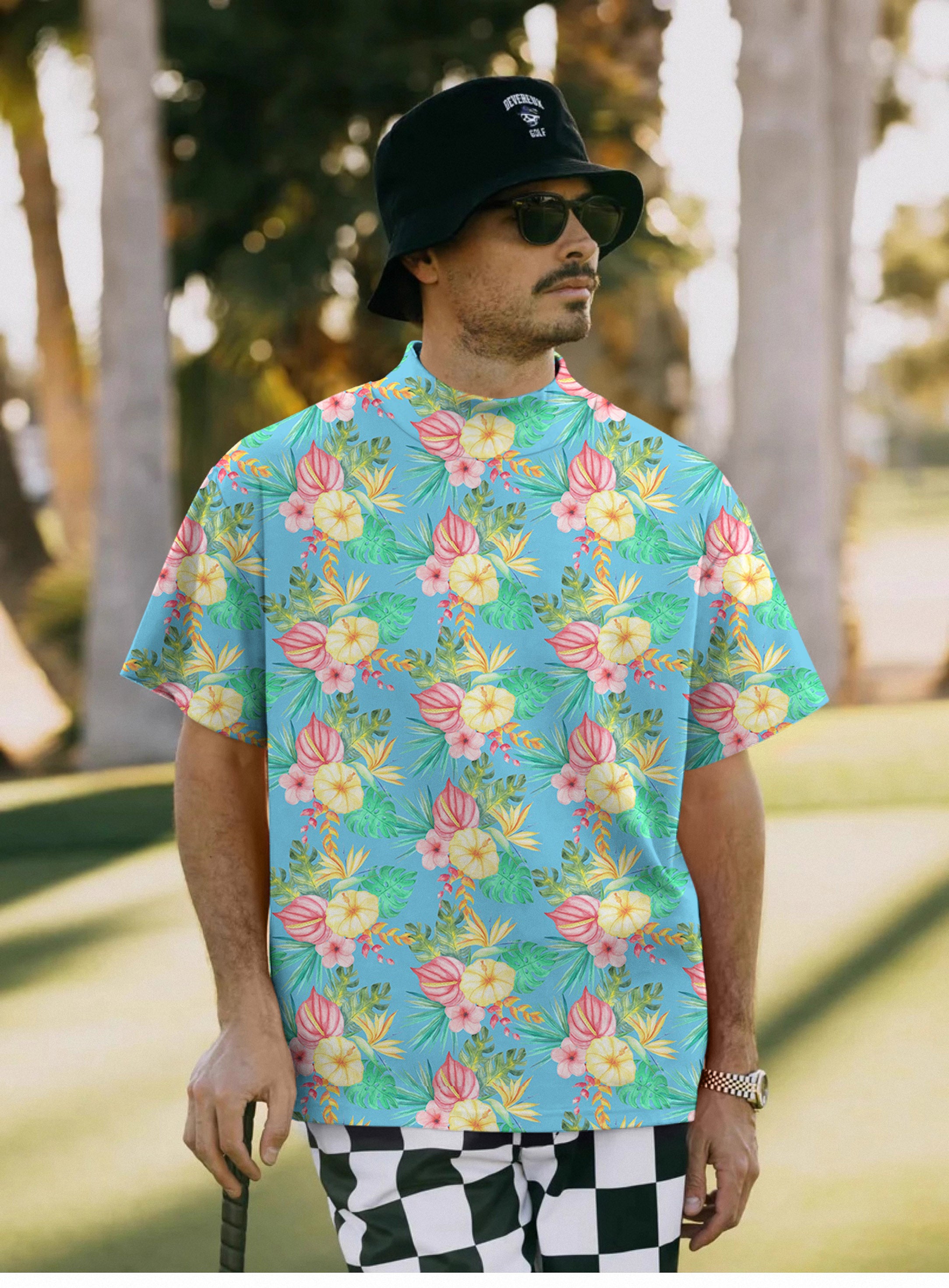 Men's Tropics Pants Pullover High neck Long/Short sleeve T-Shirt