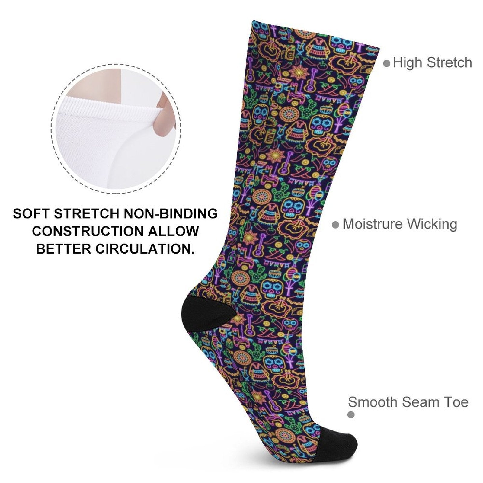 Neon Fiesta Prined socks Gifts for Men Women