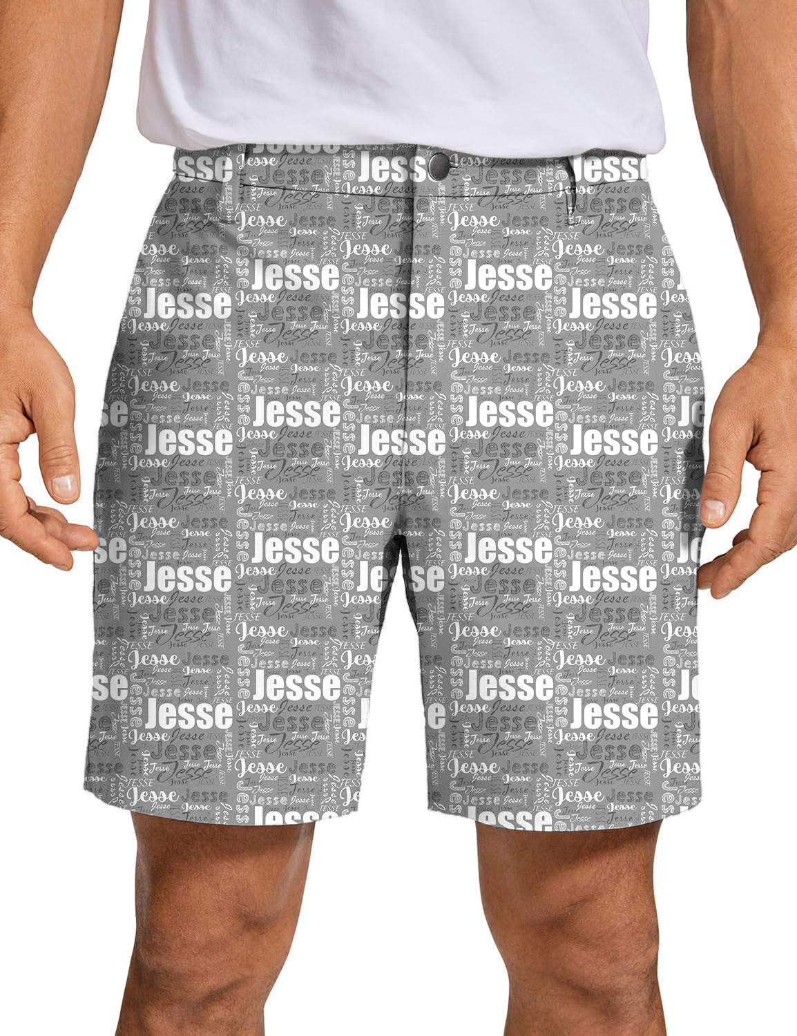 Men Custom name grey Golf Shorts