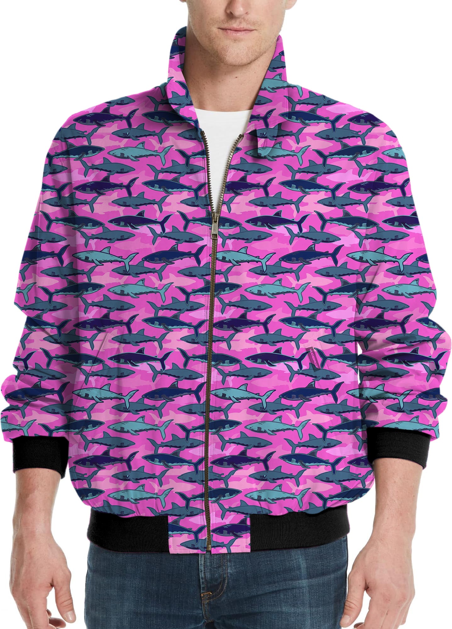 Electric Sharks Pink-Men's Golf Windbreaker Light Jacket