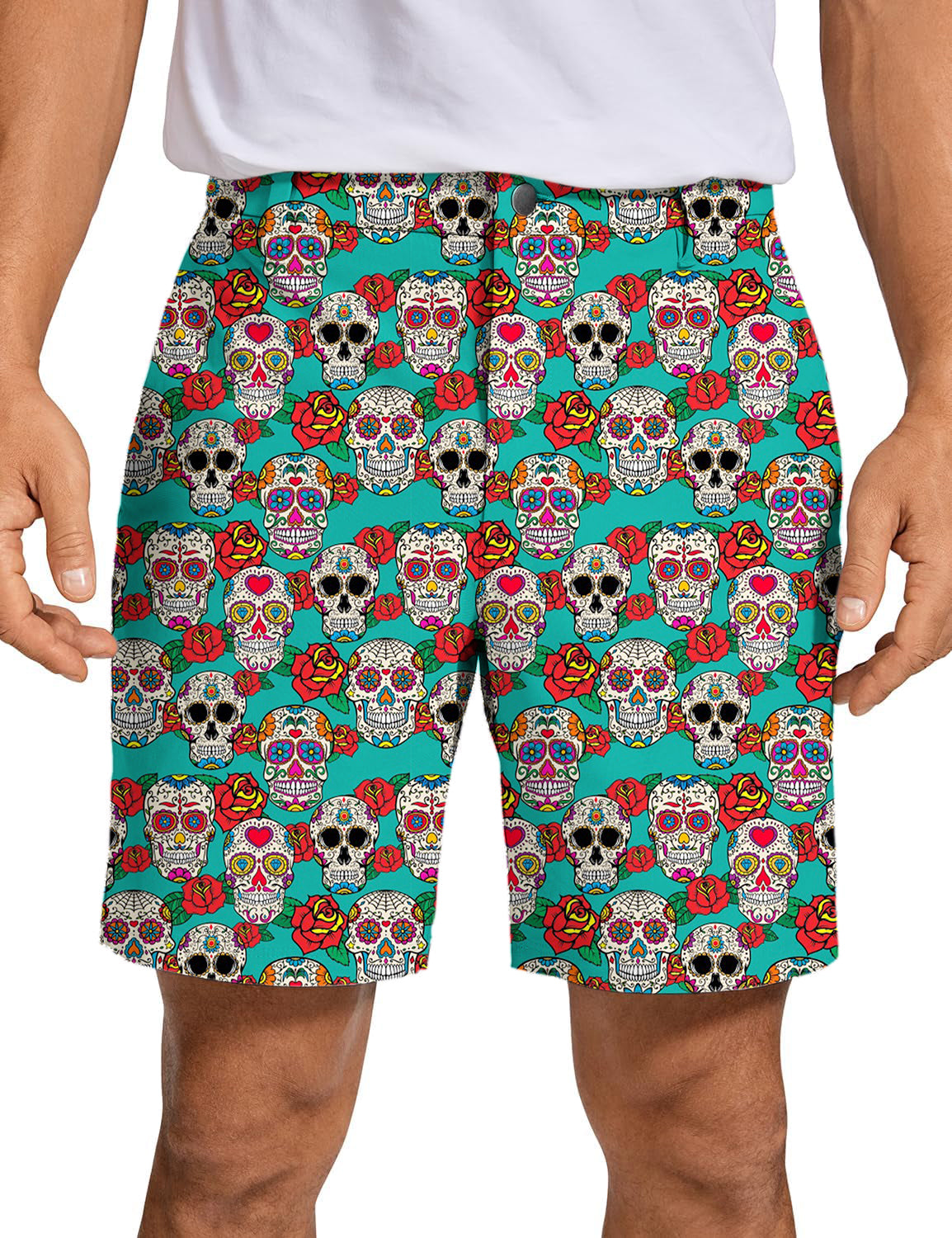 Men's  Skull and Rose Golf Shorts