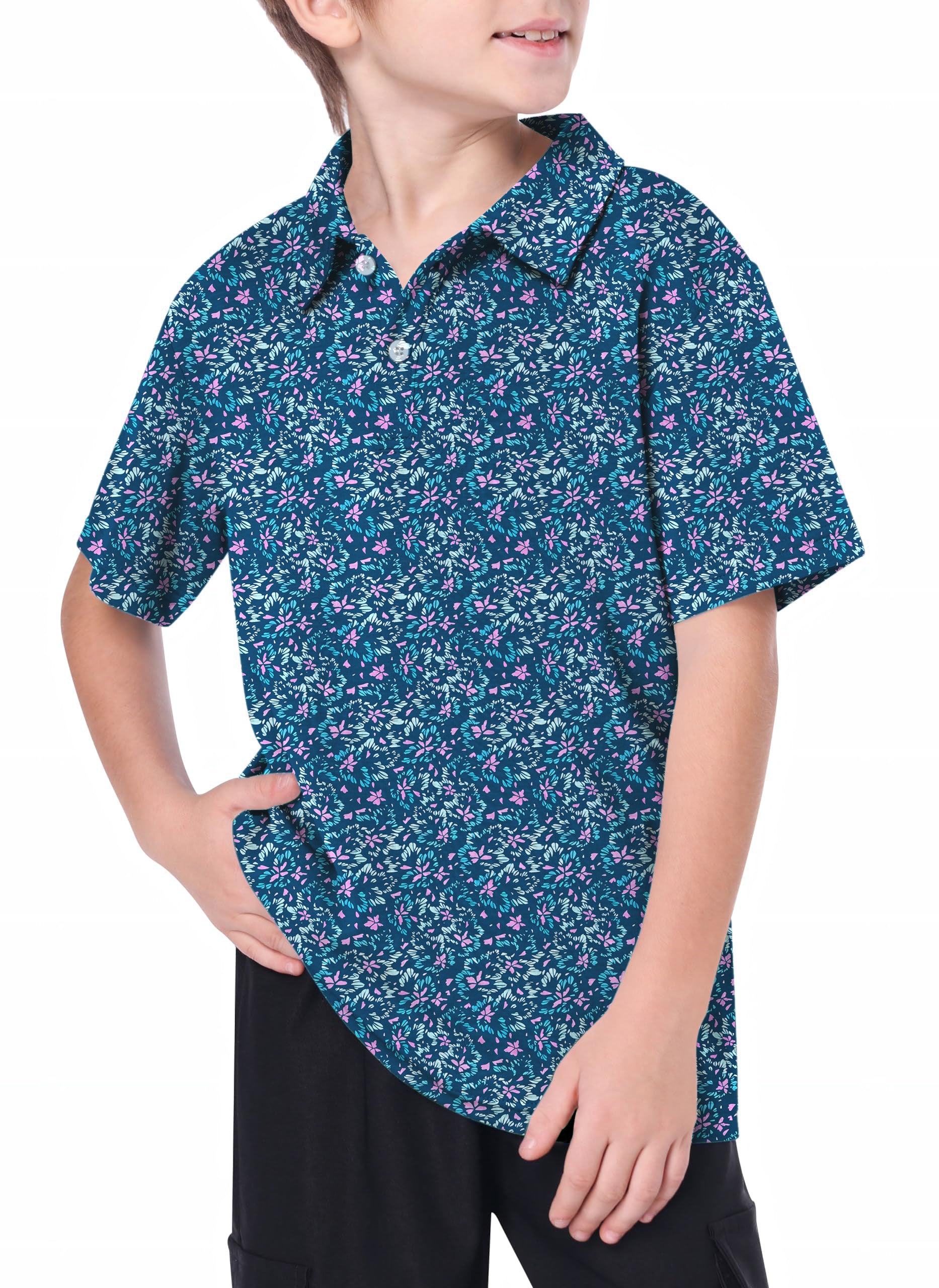 Youth Blooming Blue Golf Polo