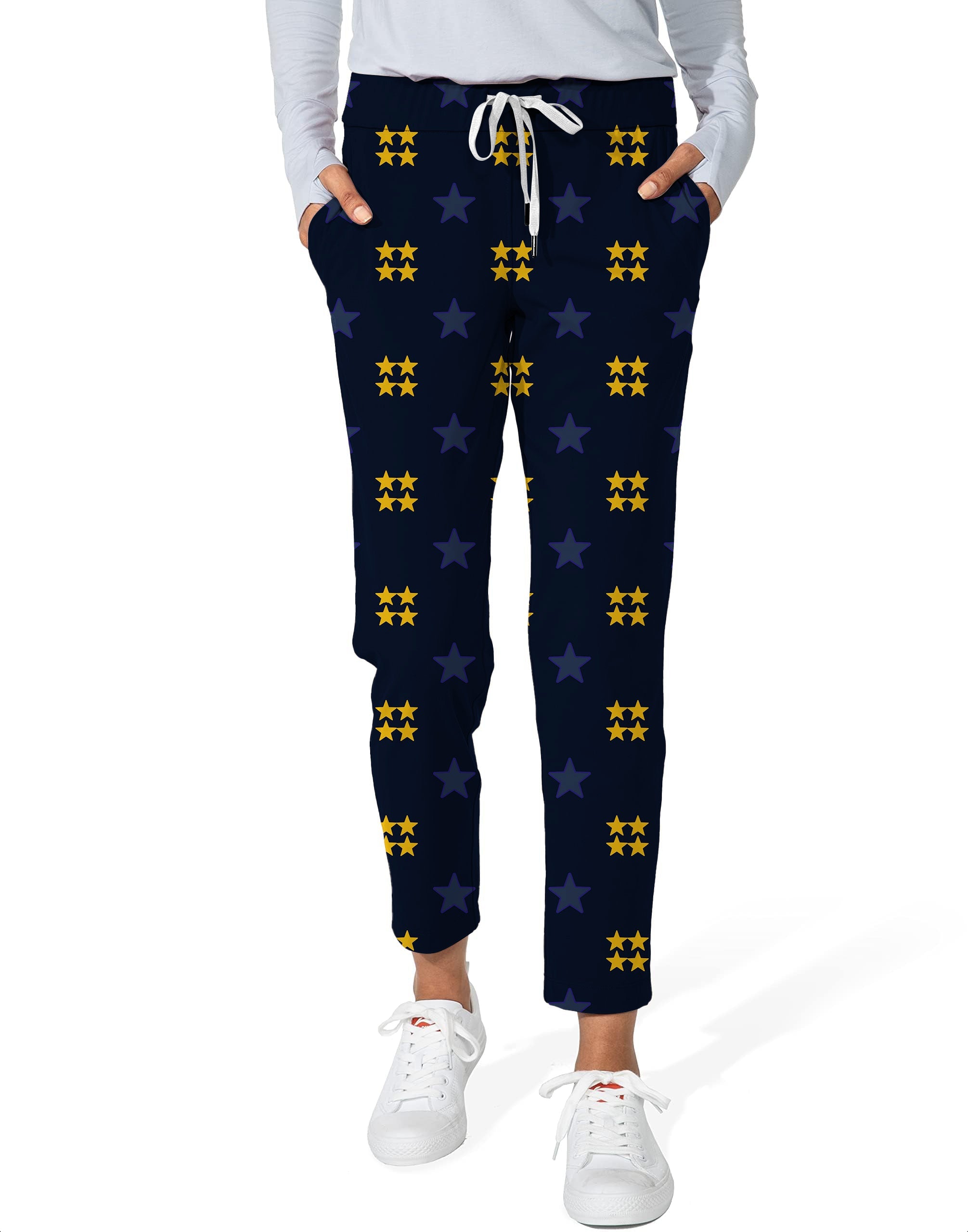 limited edition American Star women's 7/8 stretch ankle golf pants with star pattern