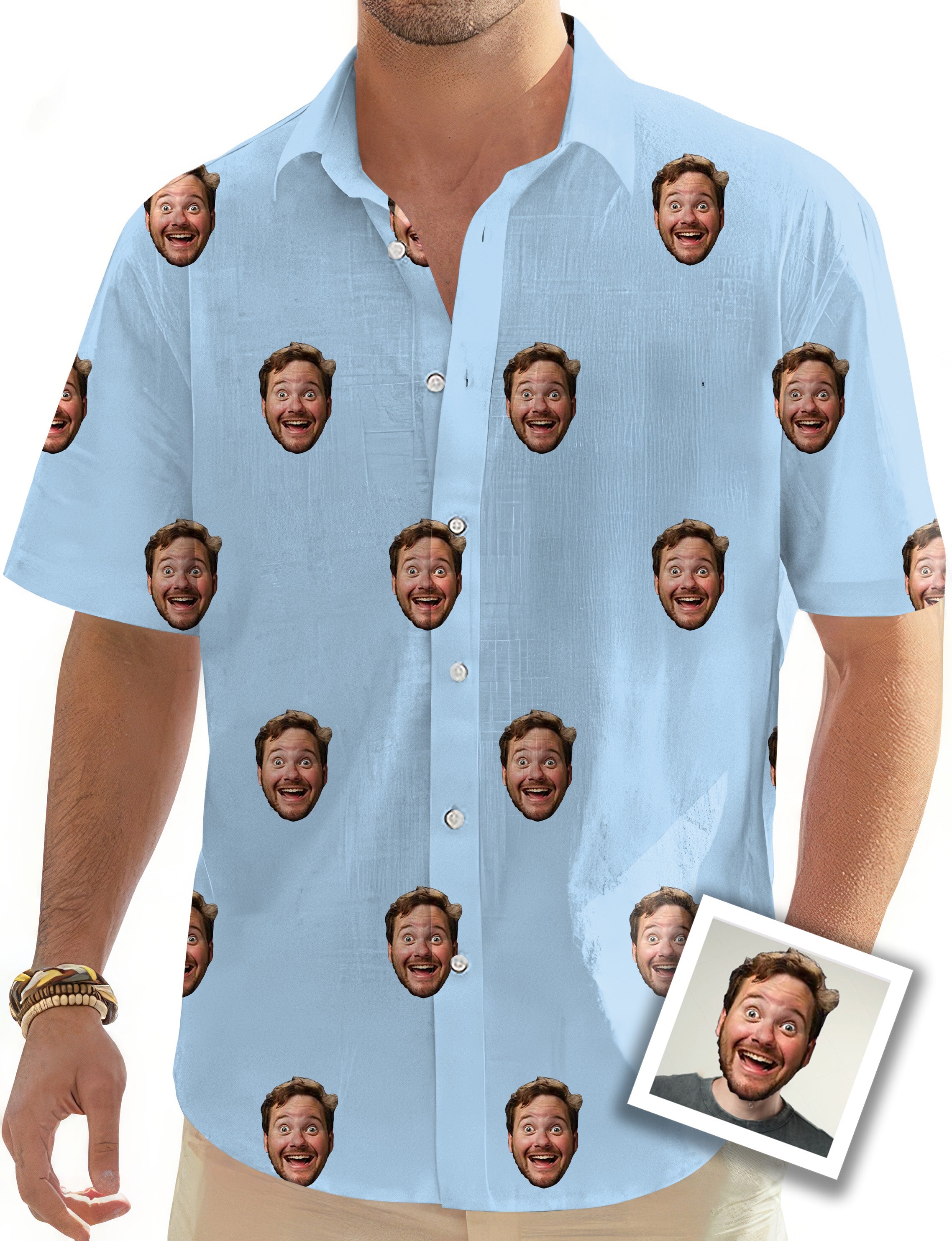 Custom Photo Funny Face Men's Golf Hawaiian Shirts Button Down Shirt