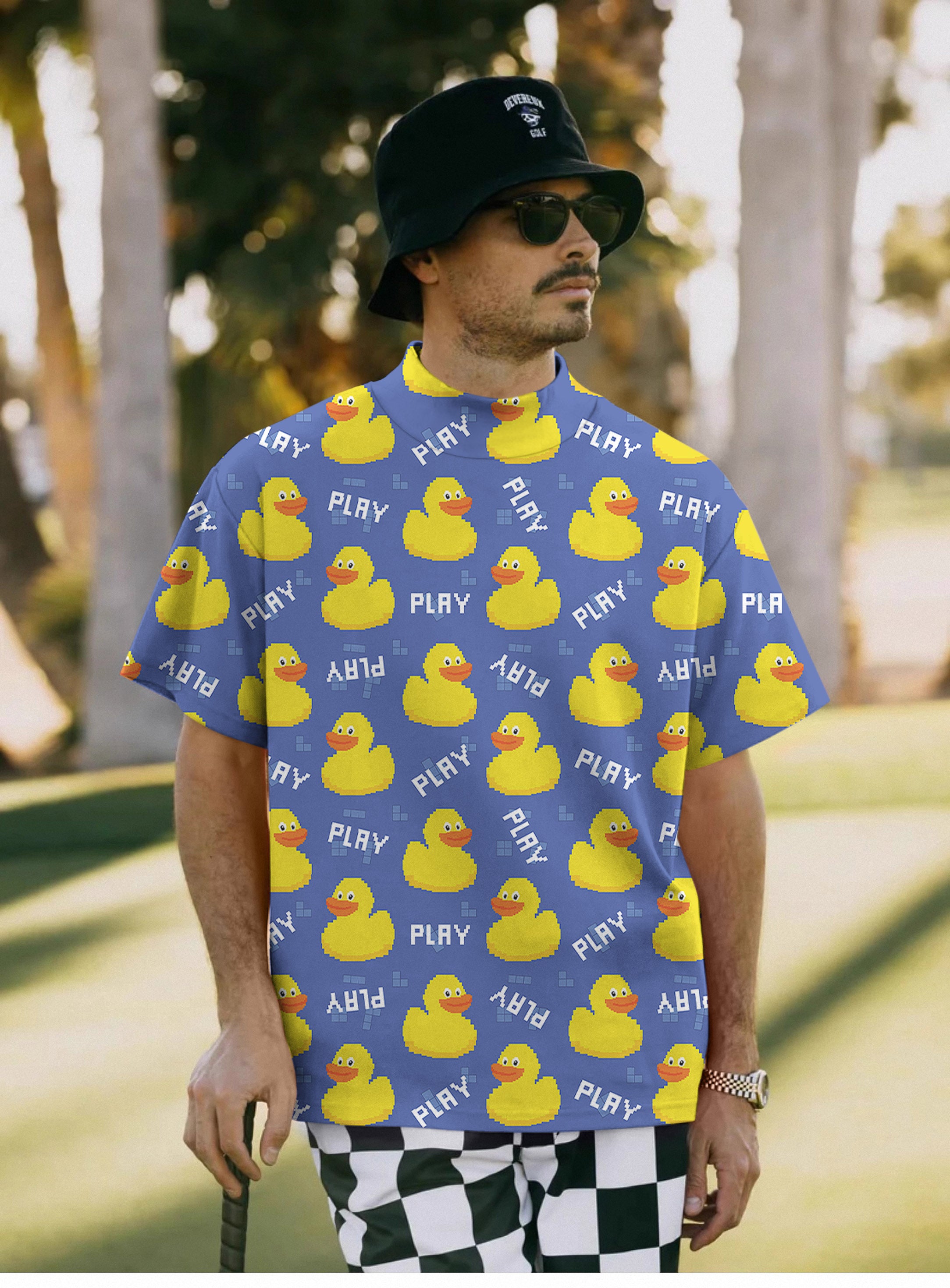 Men's Yellow duck Pullover High neck Long/Short sleeve T-Shirt