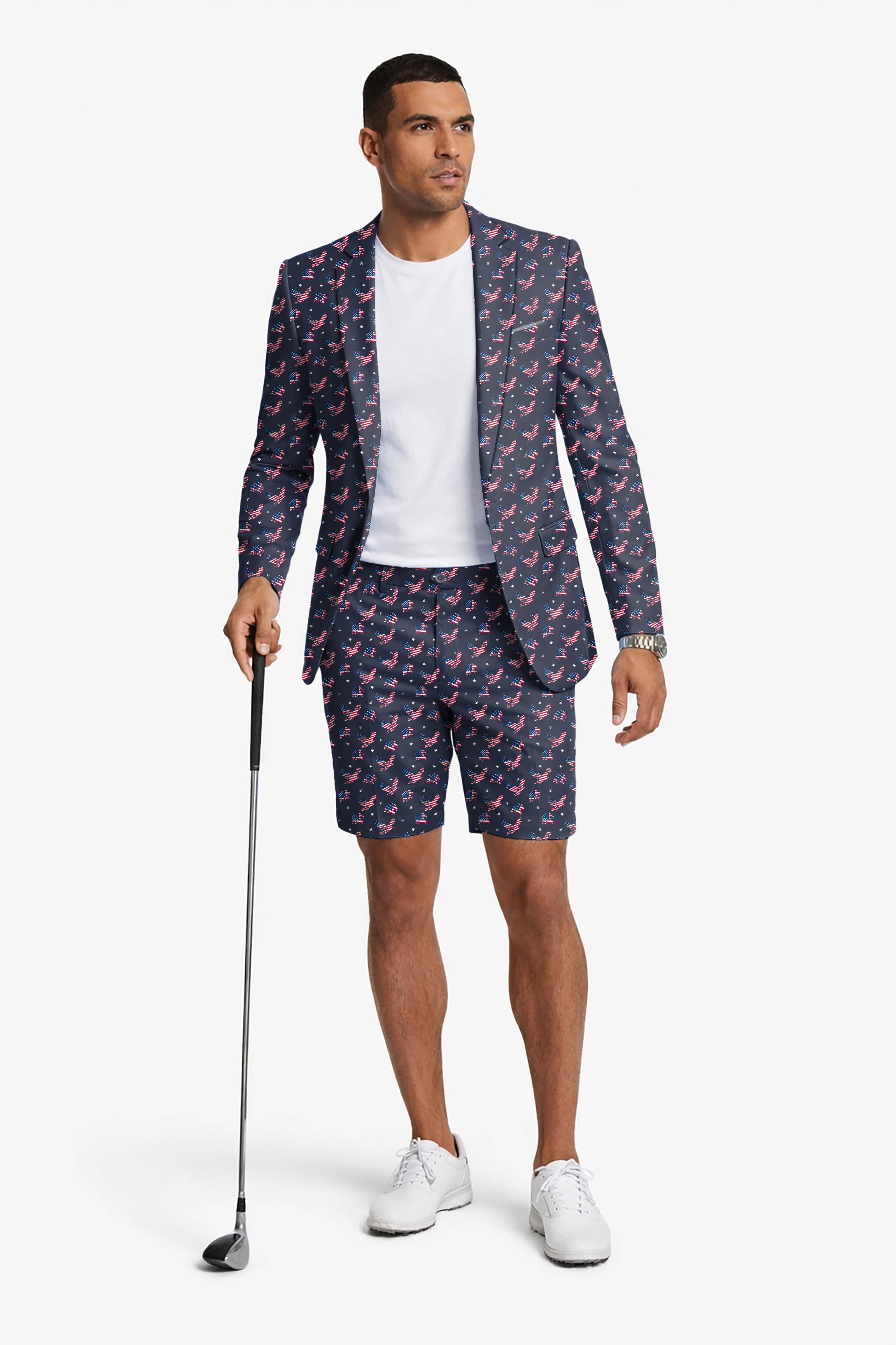 eagle American flag Men's Party Costumes-Theme Party 2pcs Suit set-Blazer Shorts
