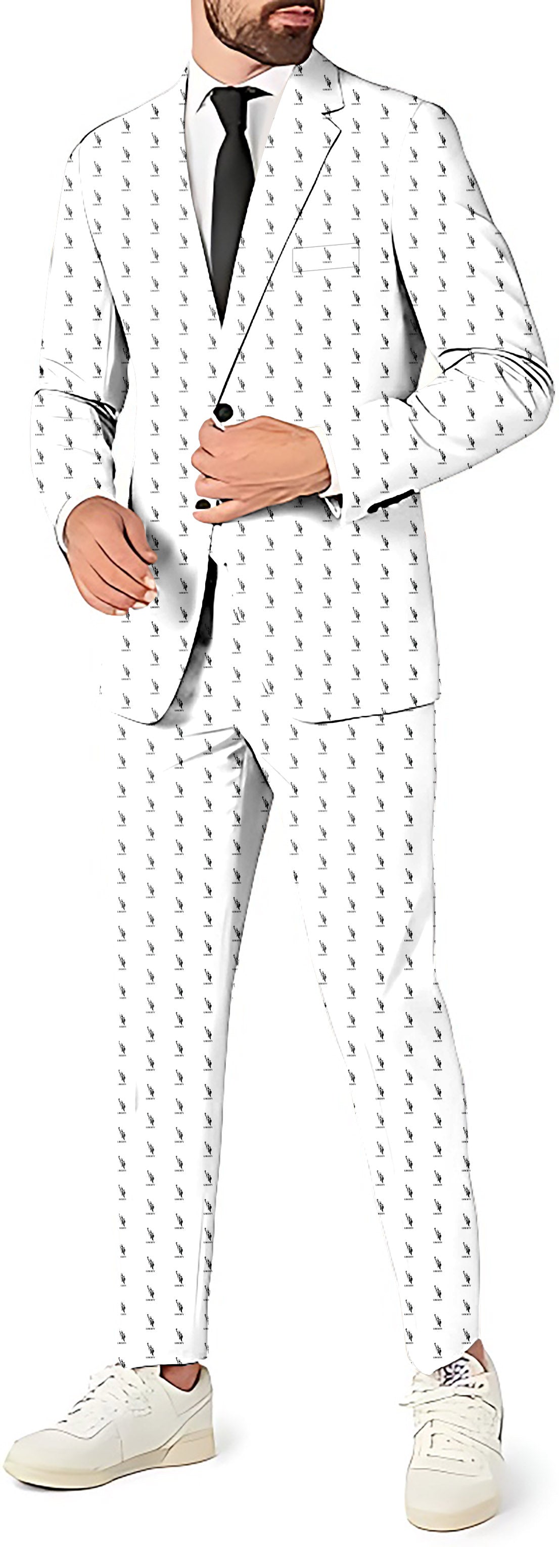 Liberty men's themed party costume suit set with blazer, pants, and vest in slim fit design