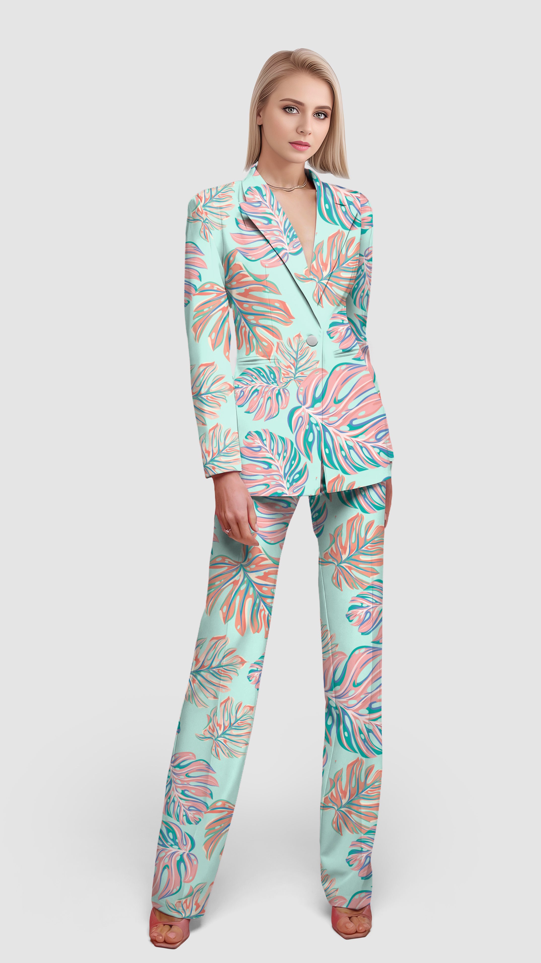 Magic Leaves-Women's Blazer Casual Work Office Blazer Suit set