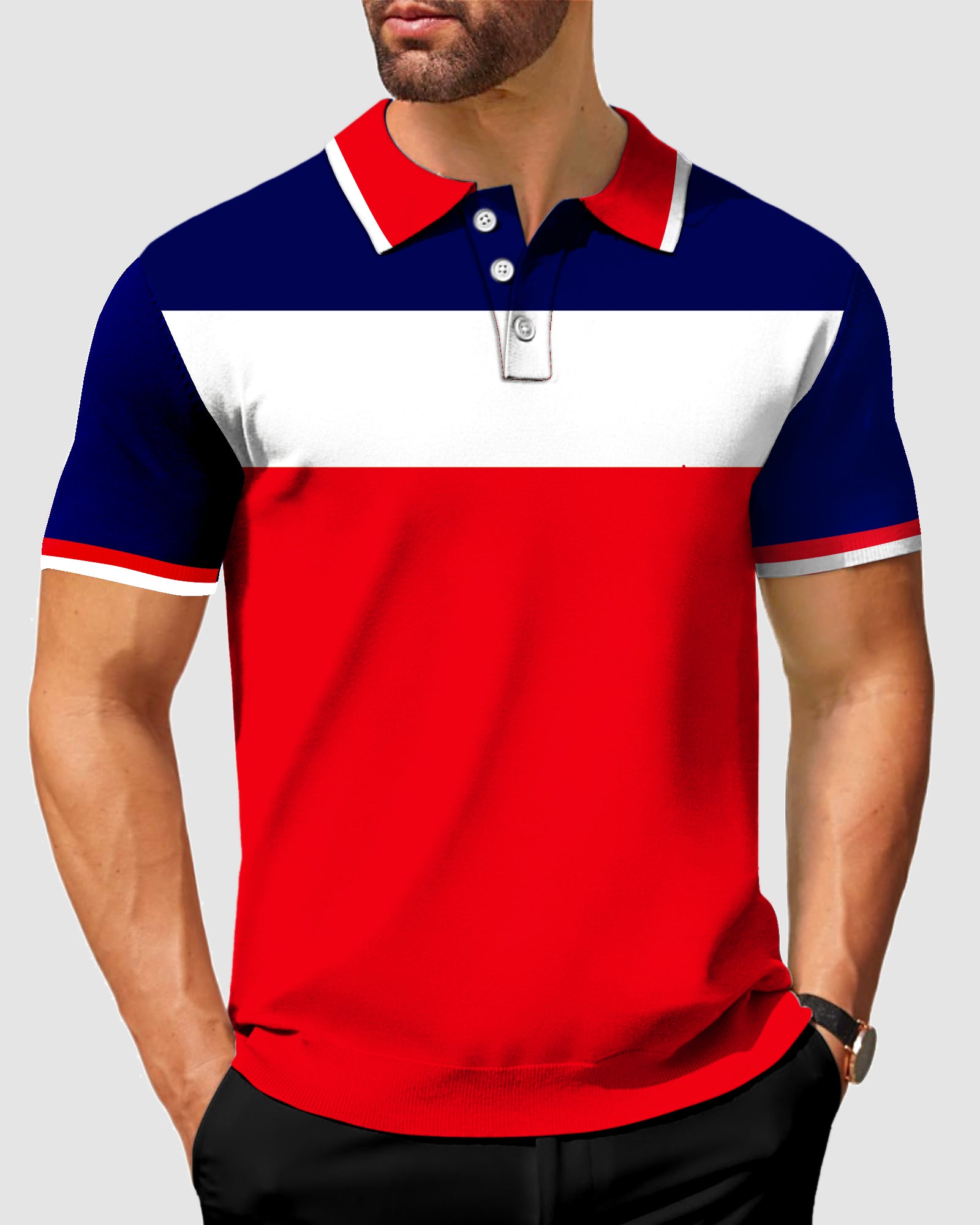 Men's Thick Horizontal Stripes-Stripe Series Polo