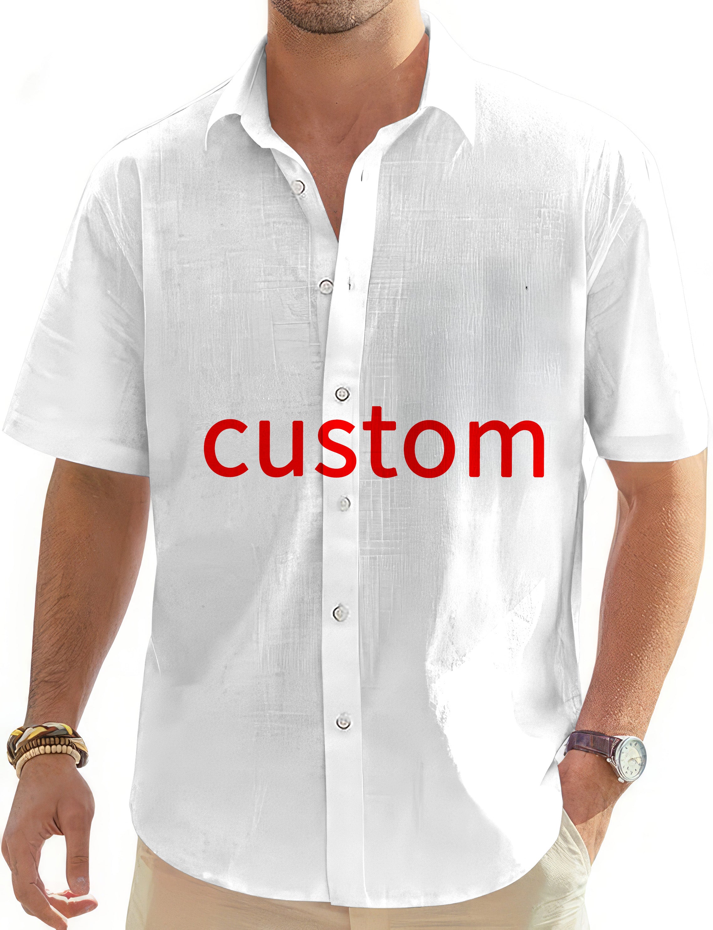 Custom own logo men's white button down Hawaiian golf shirt