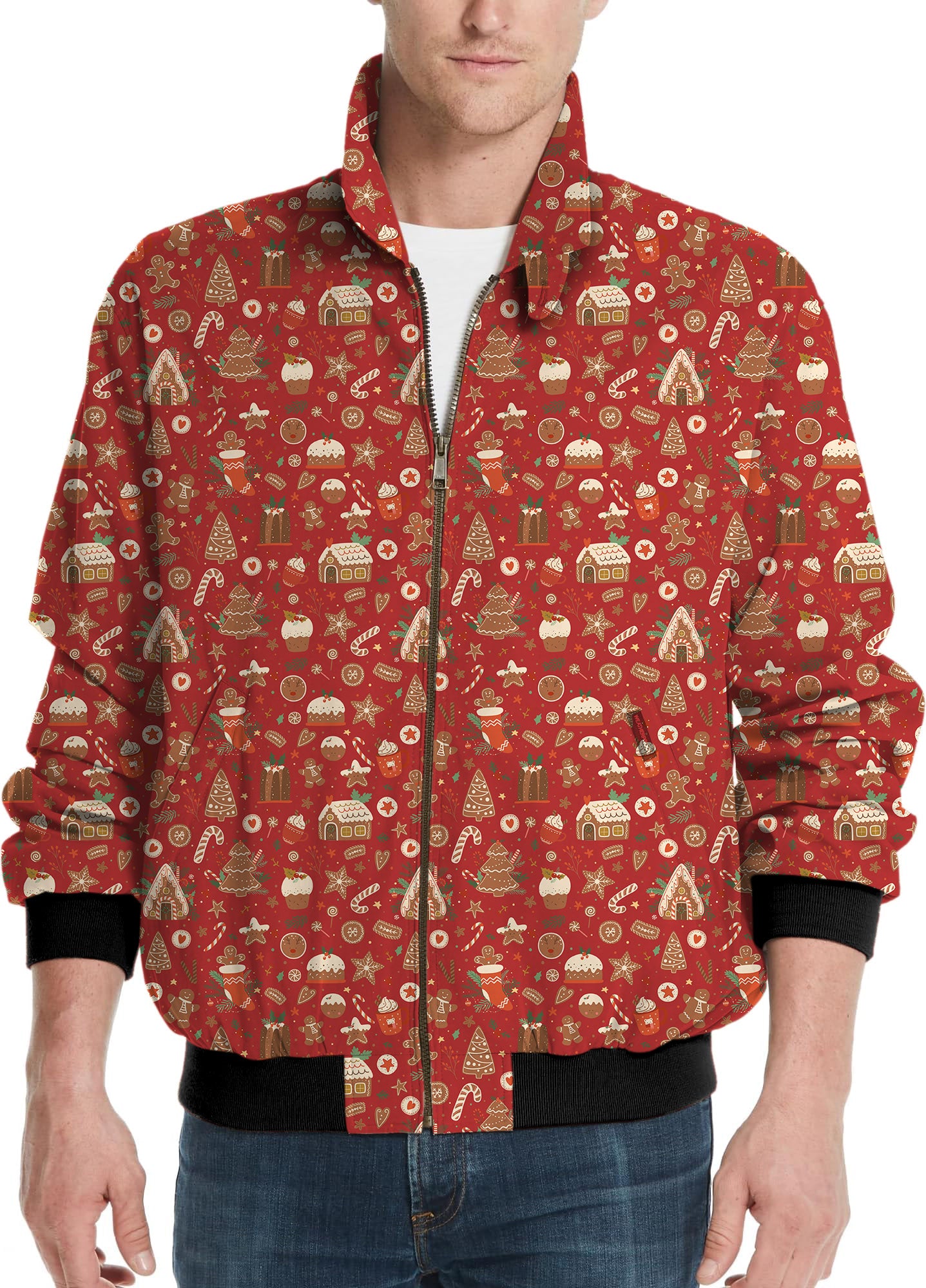Red Christmas Candy House-Men's Golf Windbreaker Light Jacket