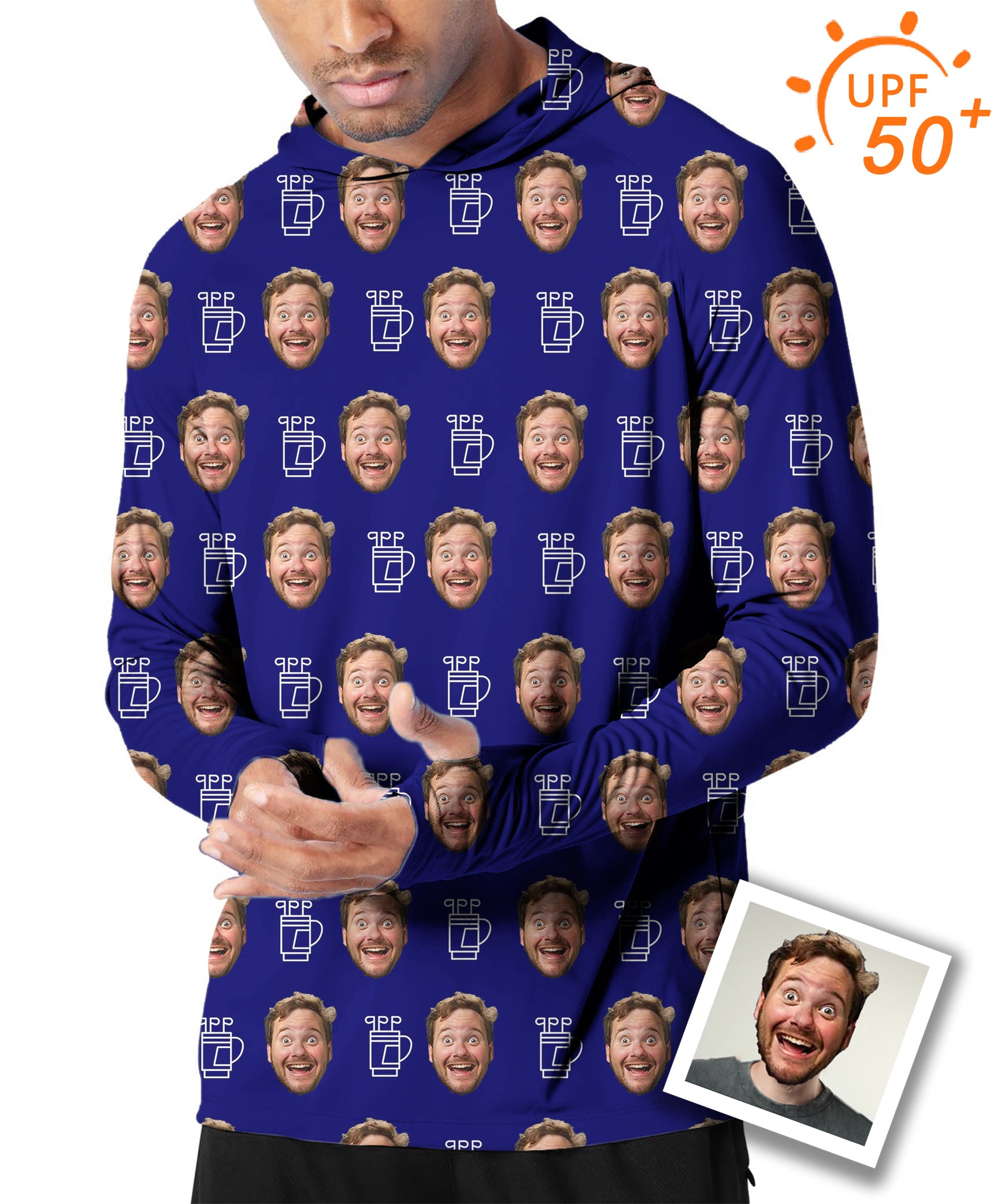 Custom Photo Funny Face Men's Outdoor Golf Sun Protection Slim Fit hoodies Gift