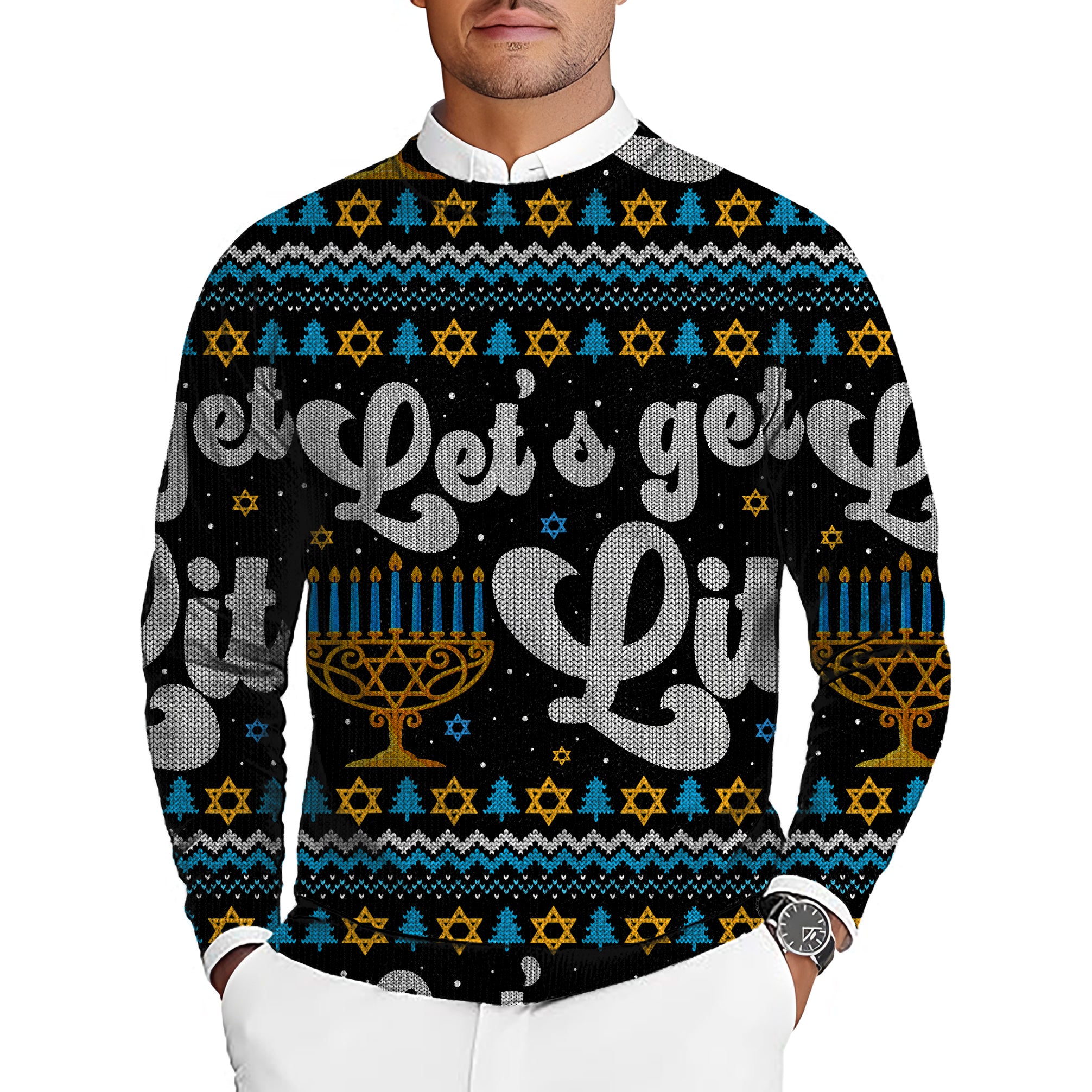 Christmas Men's Golf Crewneck Pullover Sweaters Ugly Sweater