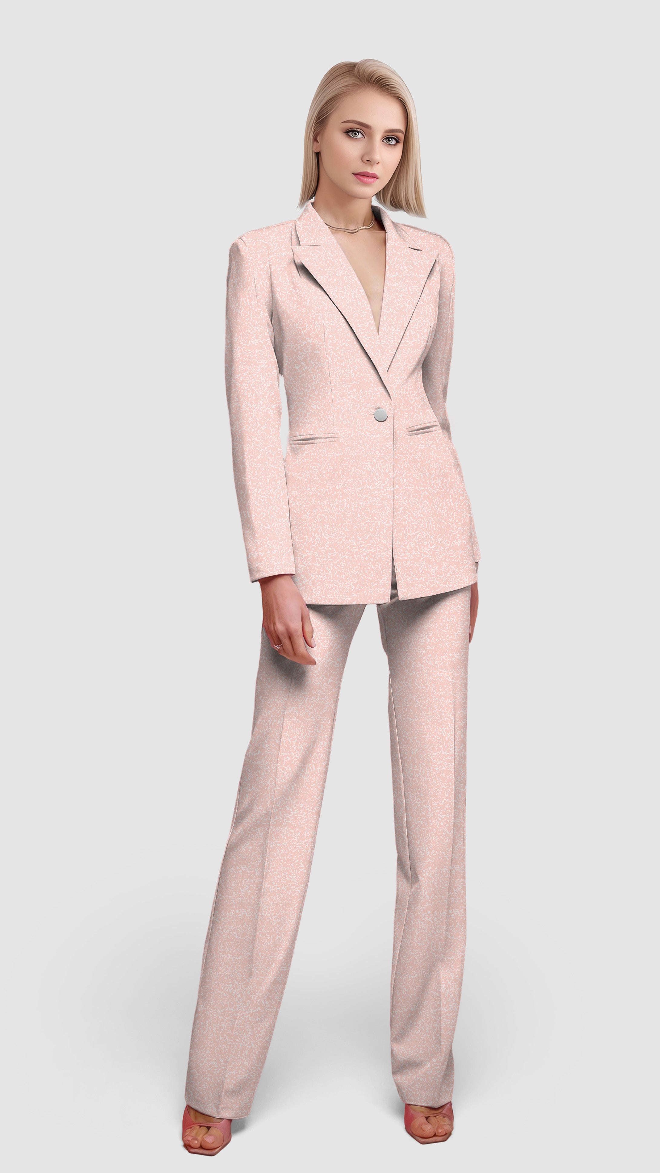 Peach Performance-Women's Blazer Casual Work Office Blazer Suit set