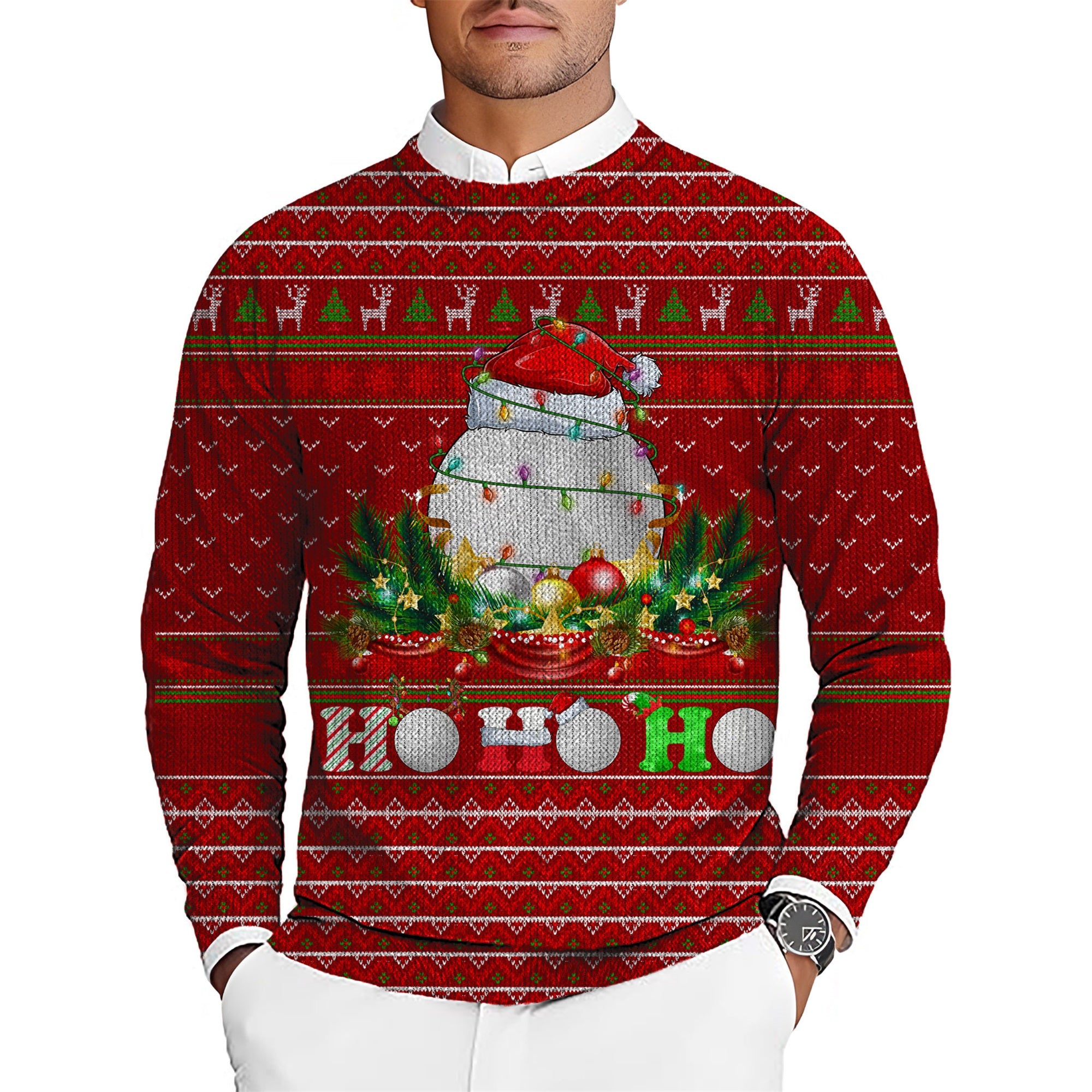 Golf Christmas ho Men's Golf Crewneck Pullover Sweaters Ugly Sweater