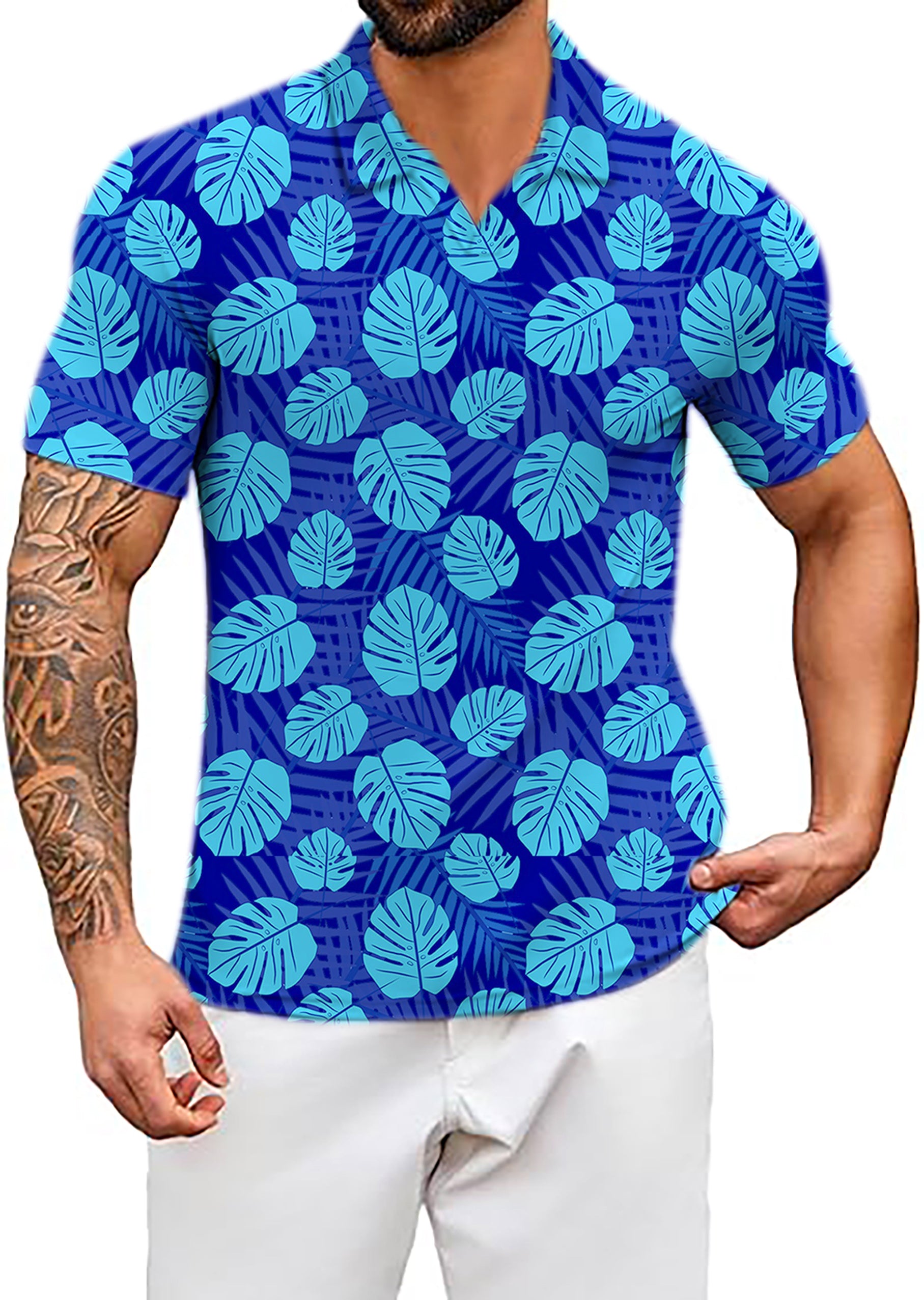 Men's Aloha Havana V Neck Golf Polo Shirts
