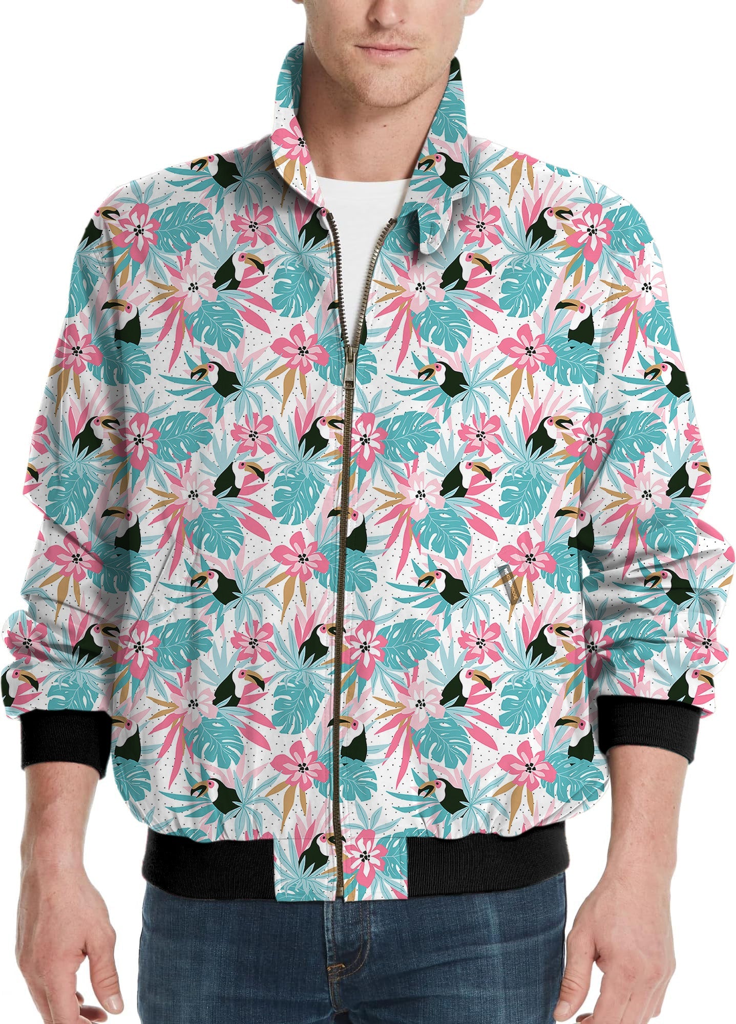 Floral Toucan-Men's Golf Windbreaker Light Jacket