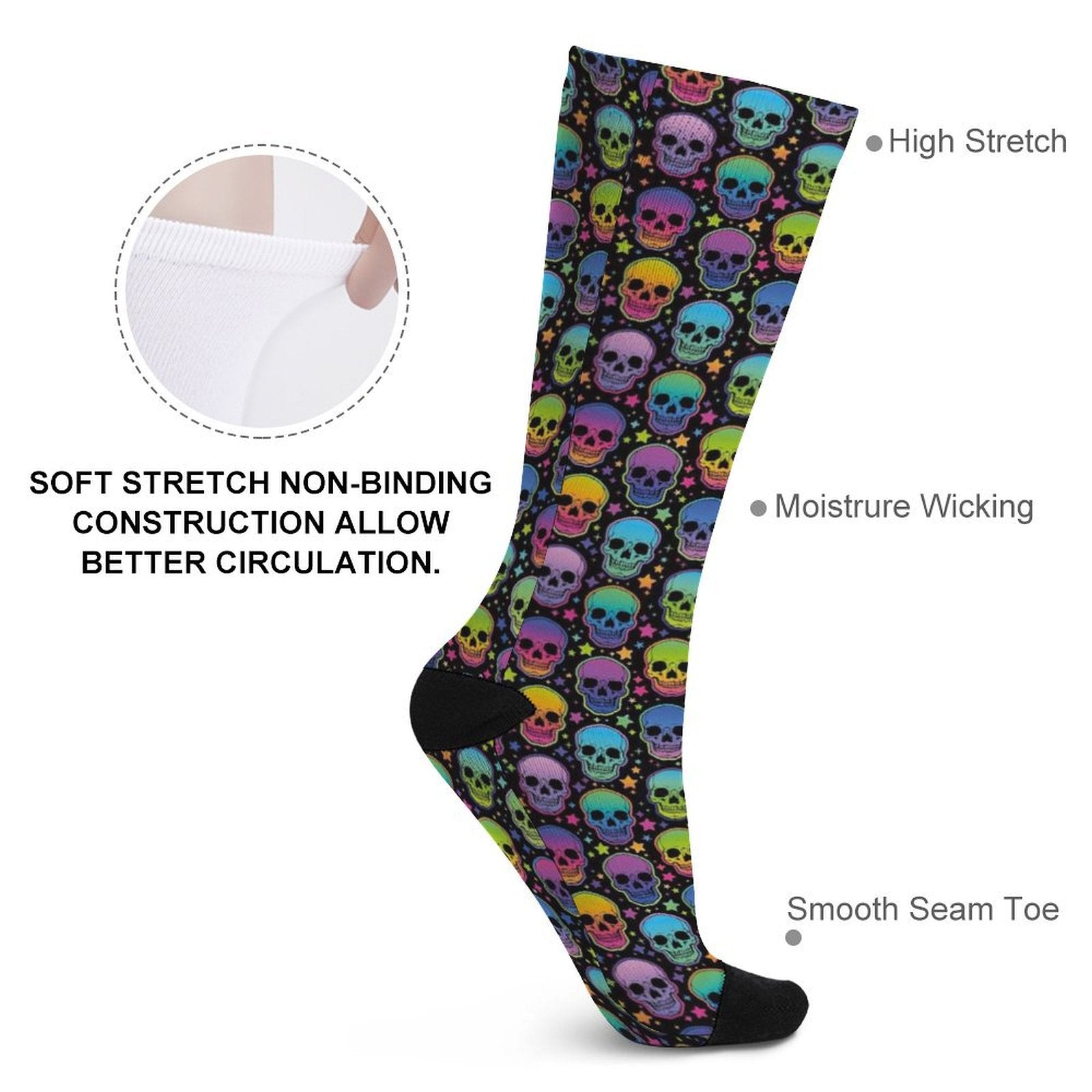 Neon Skulls Prined socks Gifts for Men Women
