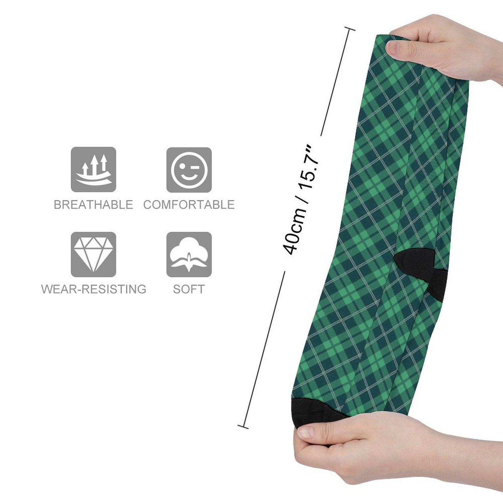 Green grid Prined socks Gifts for Men Women