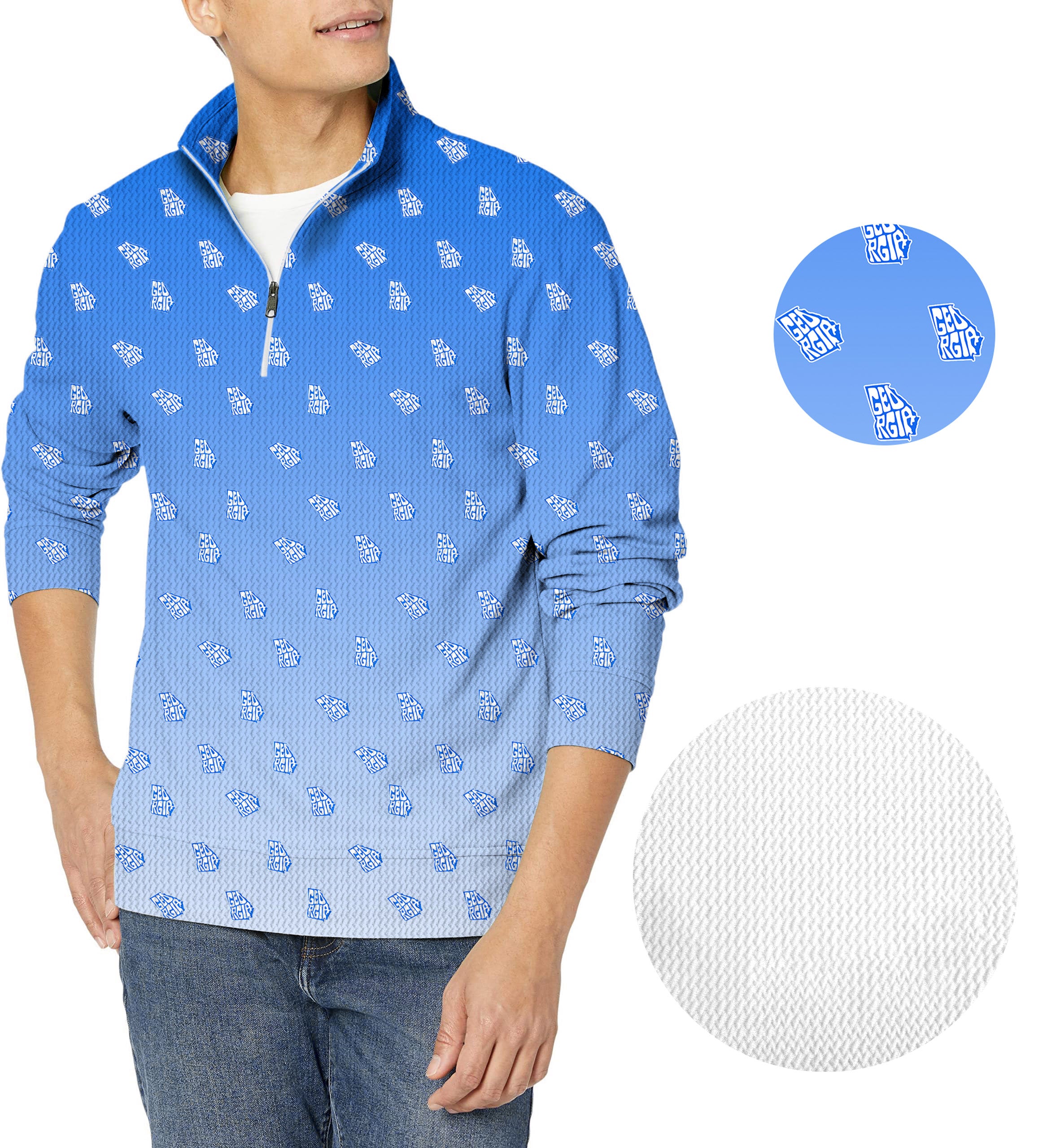 Blue Georgia Men's Golf Waffle Zipper Pullover