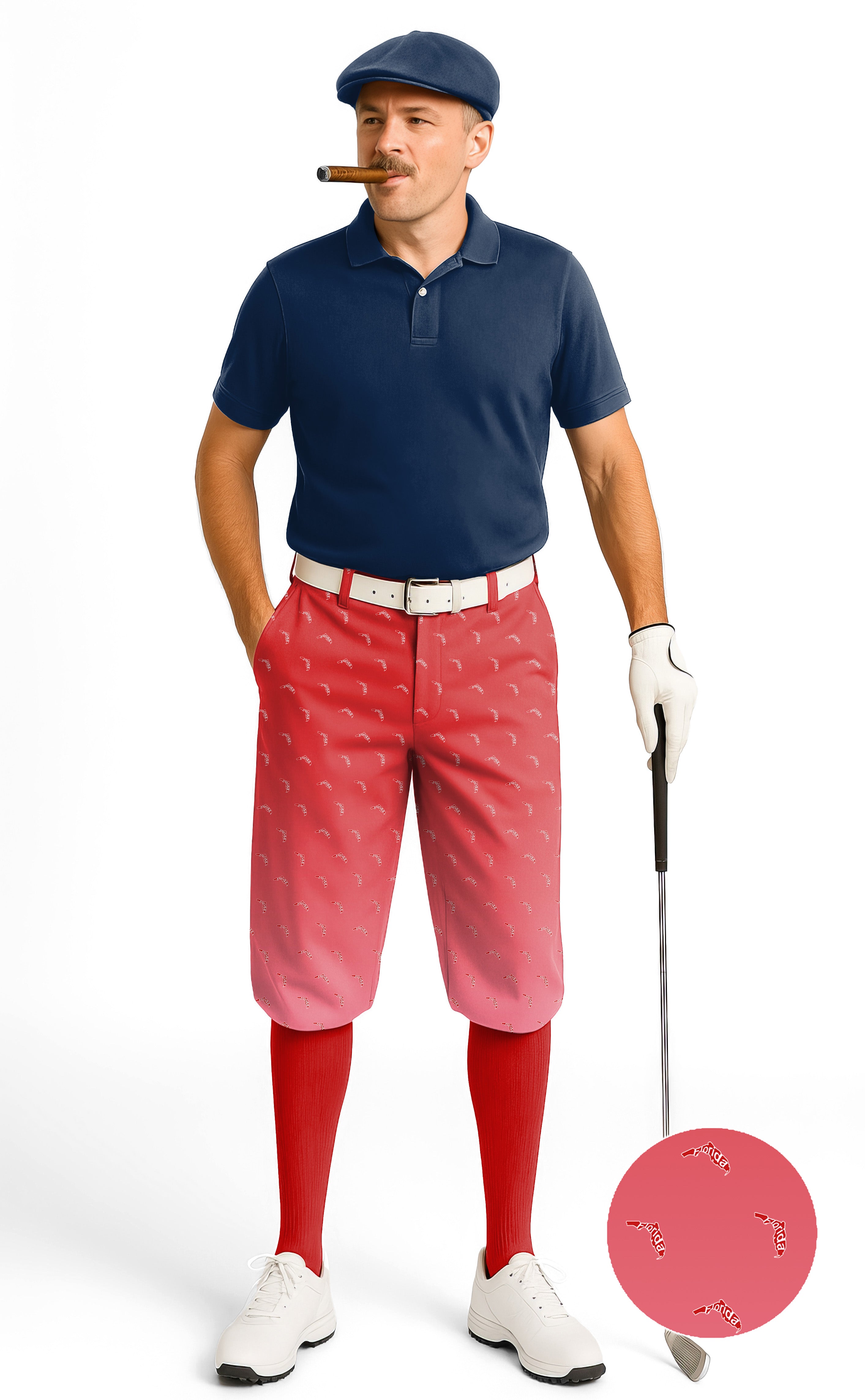 Red Florida Men's Golf Knickers Pants