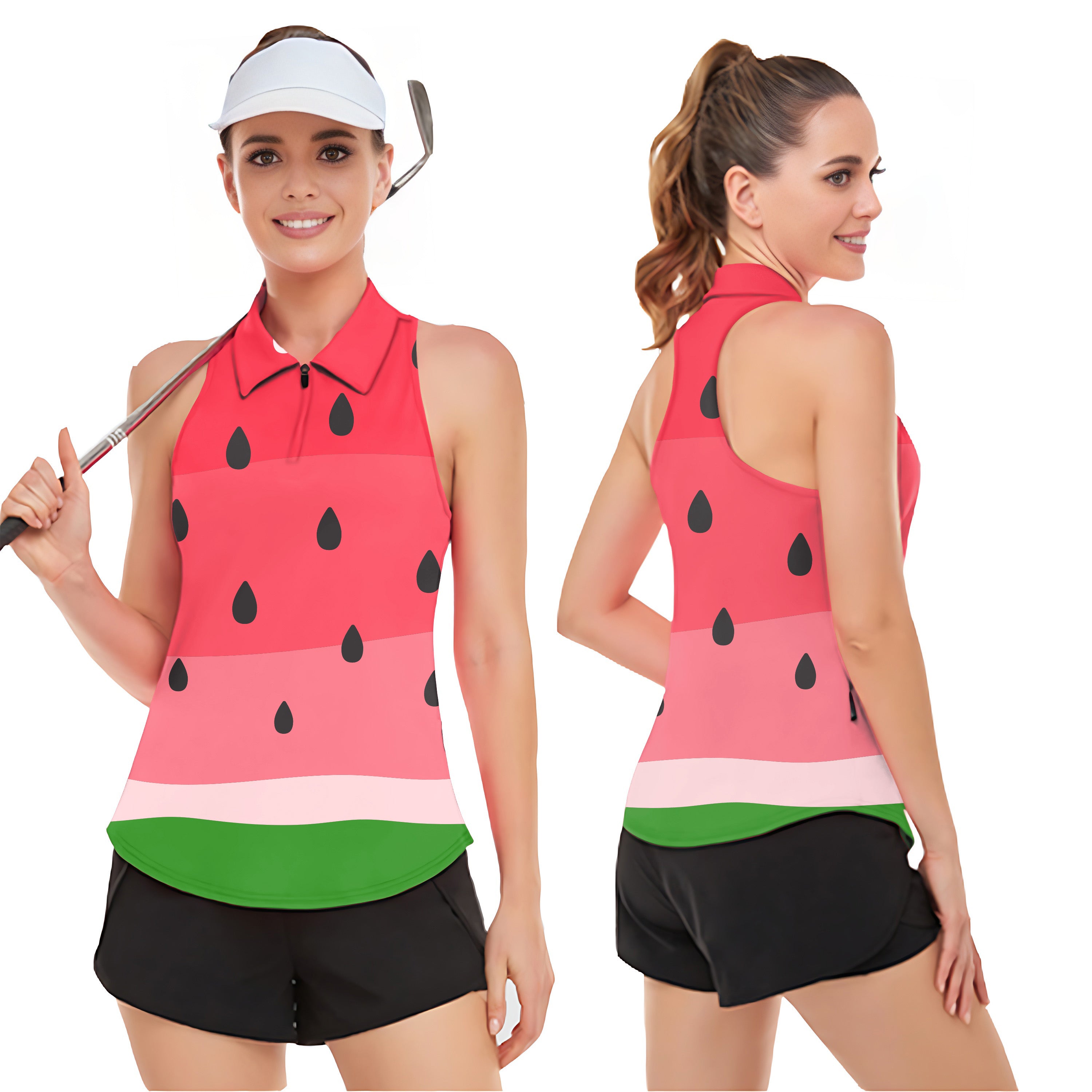 watermelon Women’s Sleeveless Golf Tank Top Shirt Polo