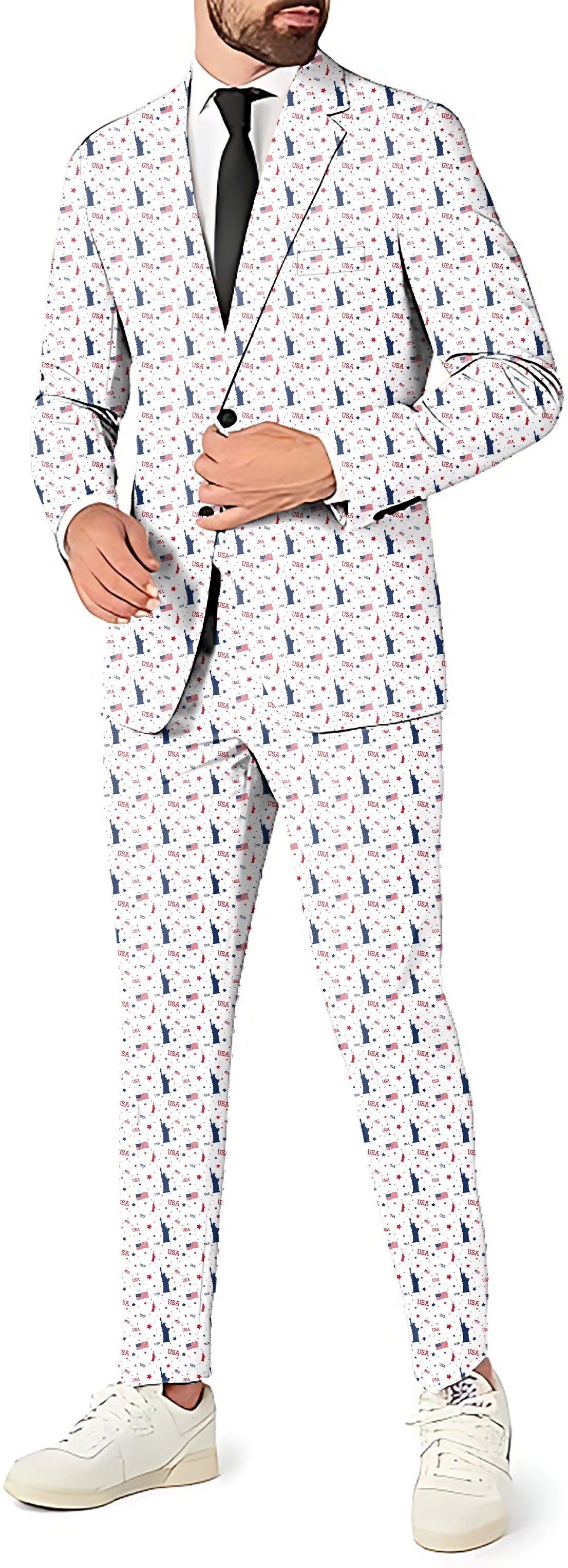 Men's Liberty themed blazer, pants, and vest party costume suit set