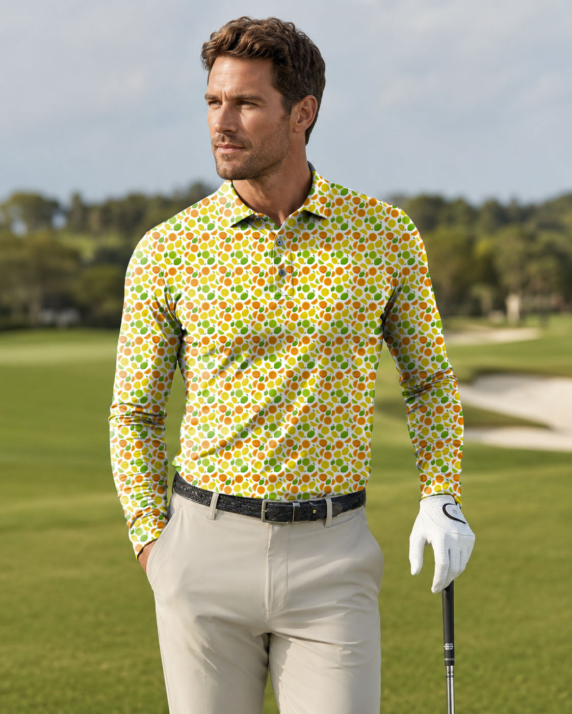 Men's golf Long-sleeved Polo Summer Lemon
