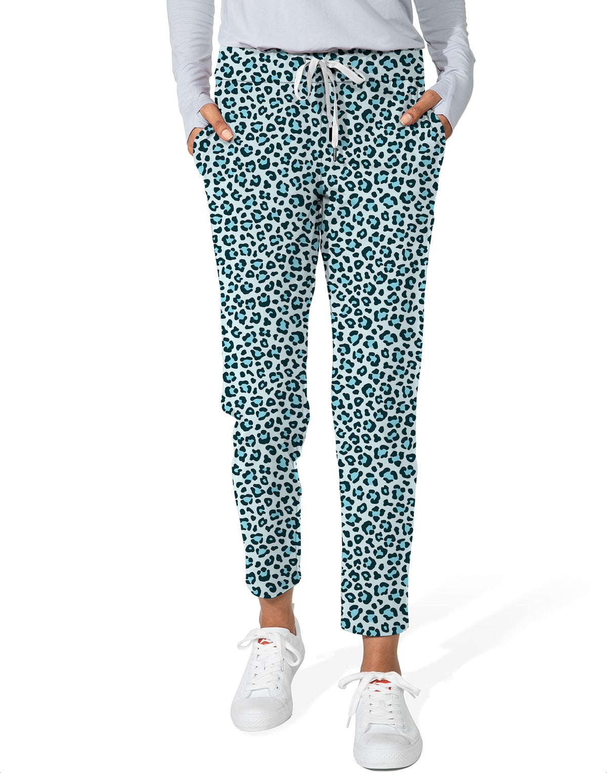 Blue leopard print Women's 7/8 Stretch Ankle Golf Pants